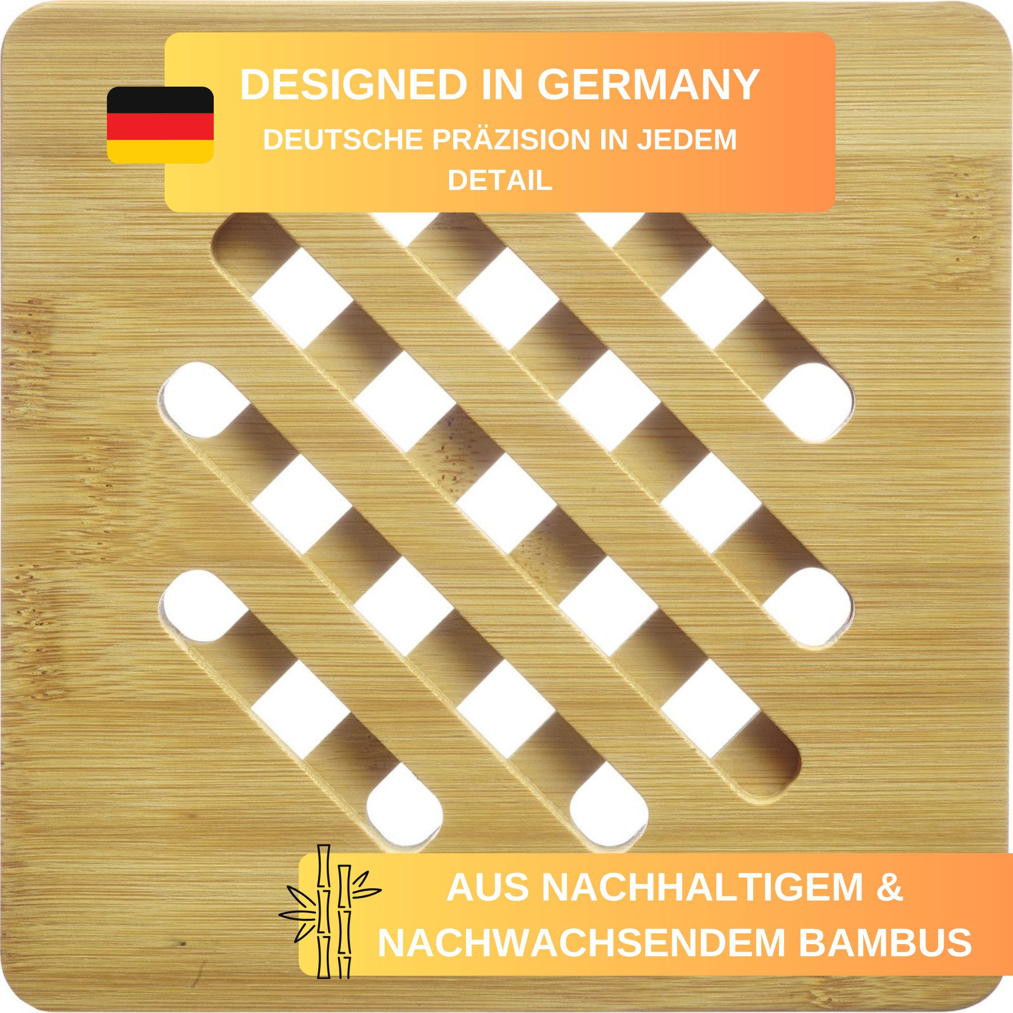 Thiru Topfuntersetzer praktisches 2er Set aus nachhaltigem Bambus, 2-tlg., praktisches 2er Set, aus nachhaltigem und nachwachsendem Bambus