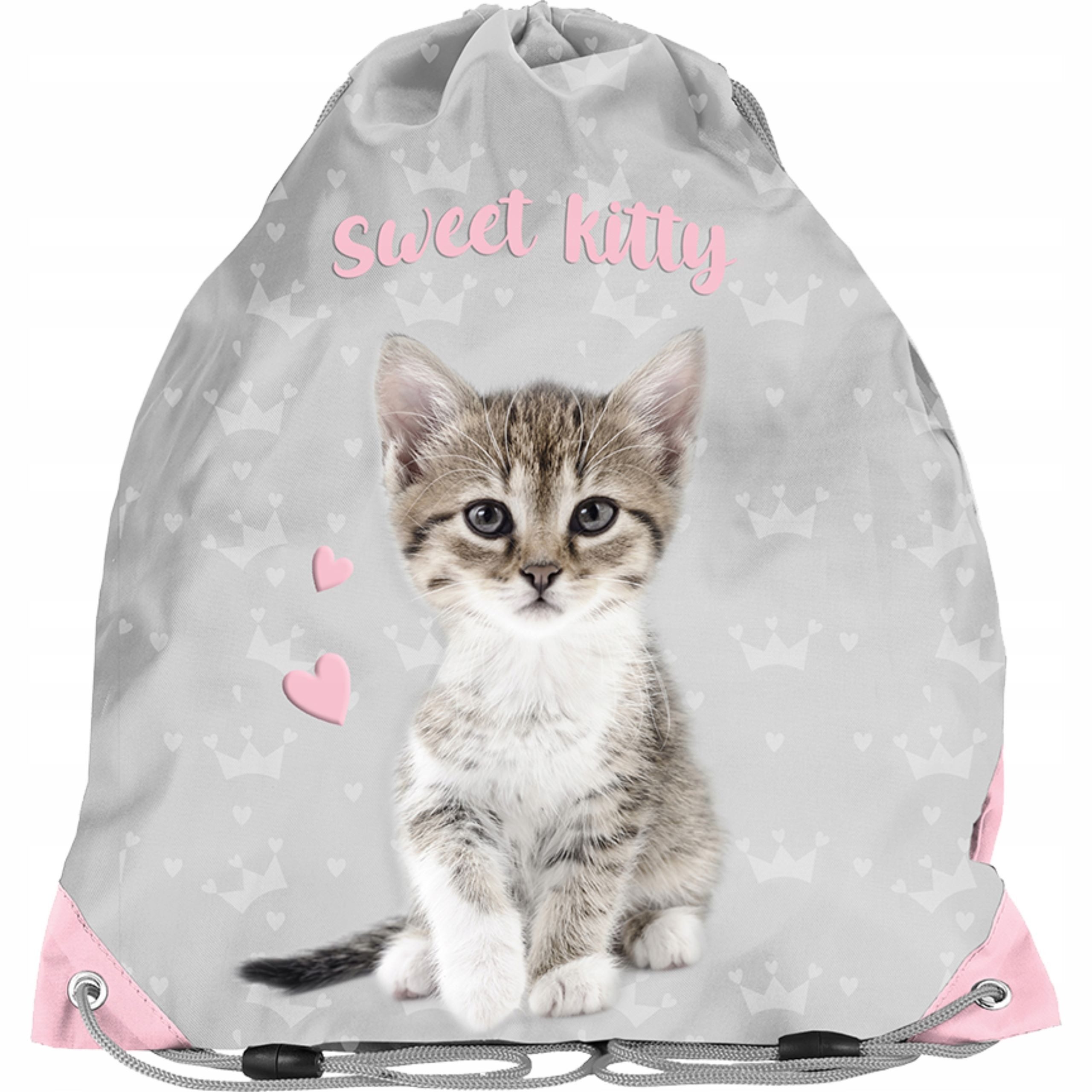 Kinderrucksack Schuhbeutel für ein Mädchen mit einem Kätzchen