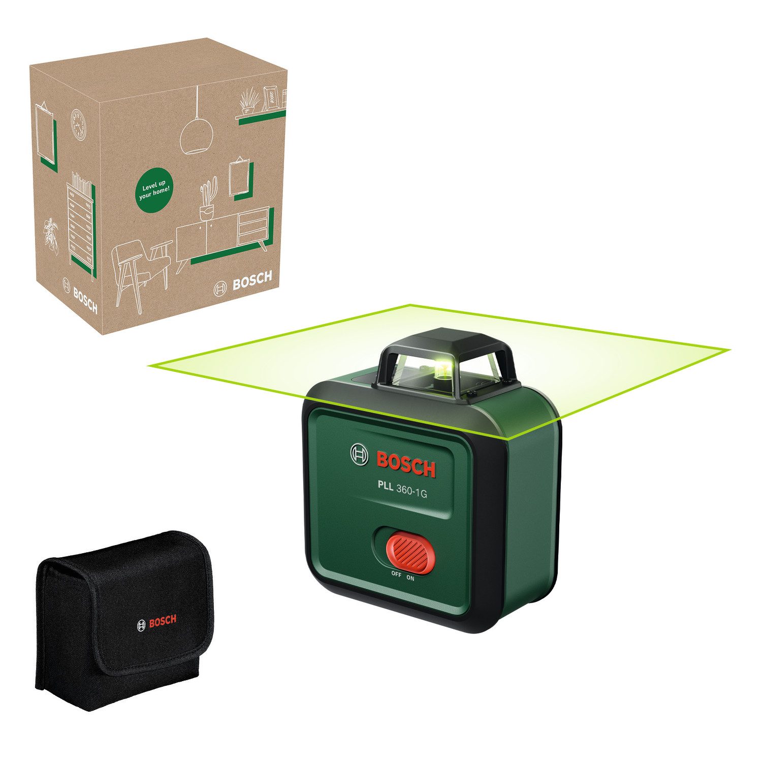 Bosch Home & Garden Linienlaser PLL 360-1G UNI, mit eingebautem Akku