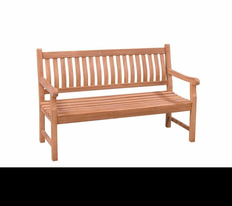 Couchcenter Gartenbank 2 Sitzer Gartenbank PATRICK 120 cm Sitzbank Gartenmöbel Bank Teakholz, 2er Bank