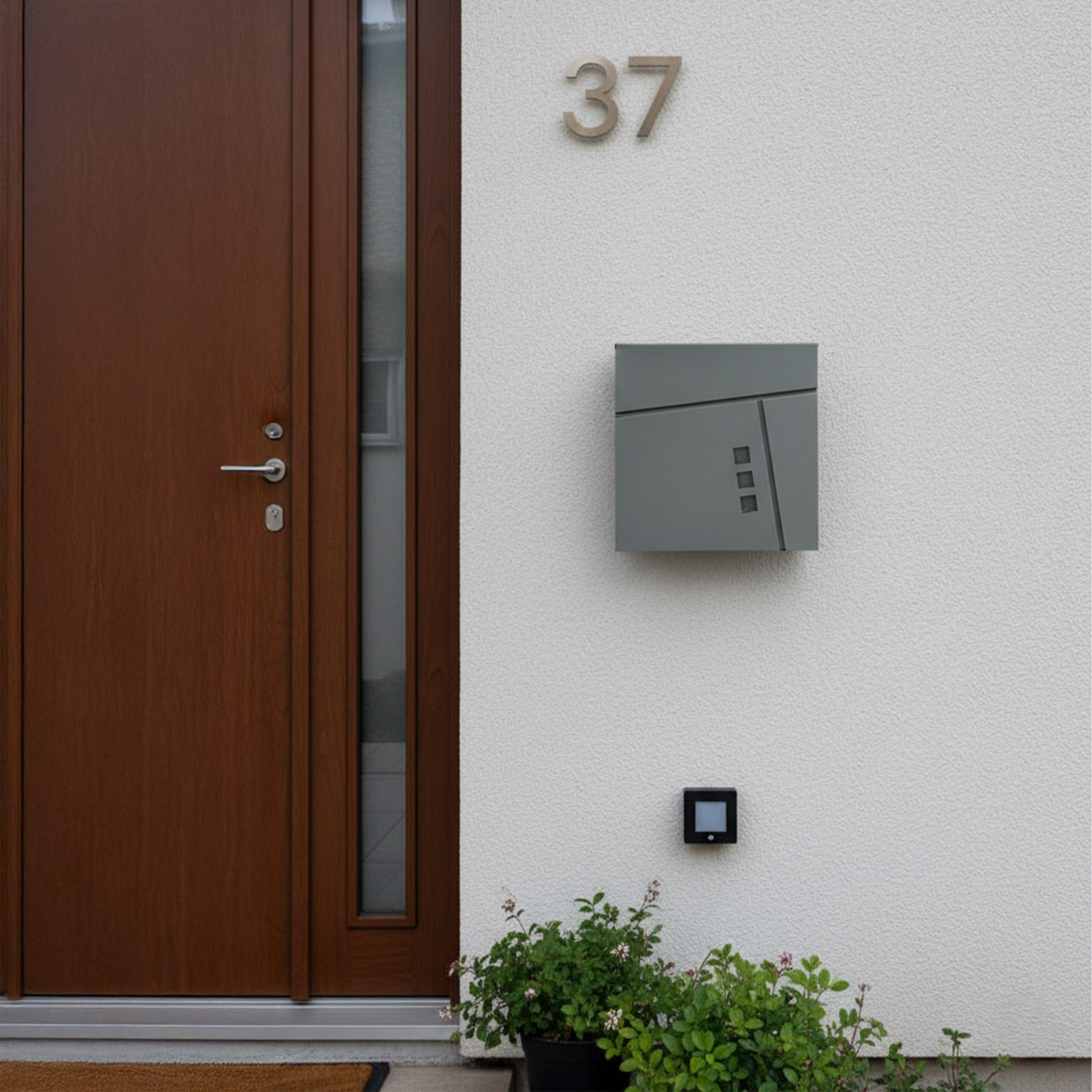 relaxdays Wandbriefkasten Briefkasten mit Zeitungsfach, Anthrazit