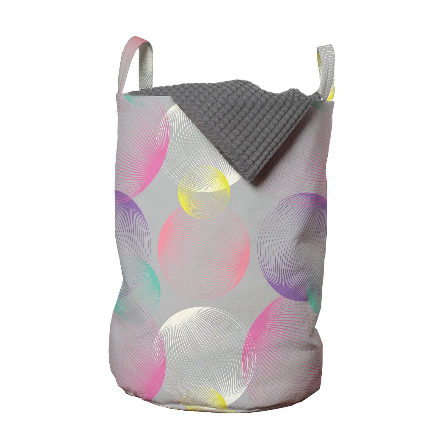 Abakuhaus Wäschesäckchen Wäschekorb mit Griffen Kordelzugverschluss für Waschsalons, Abstrakt Luftblasen-Kreis