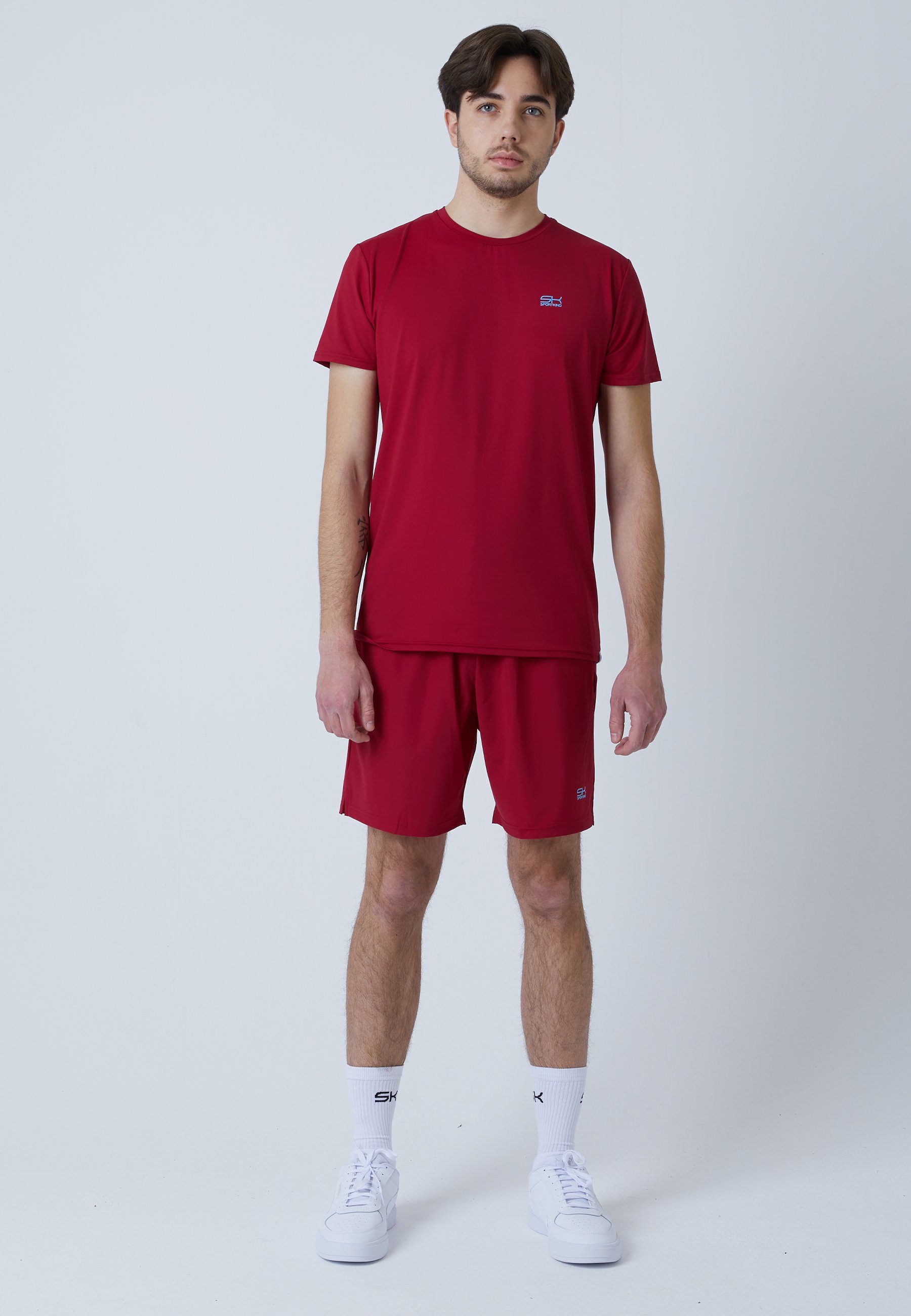 Funktionsshirt Rundhals bordeaux Tennis T-Shirt Herren rot SPORTKIND & Jungen