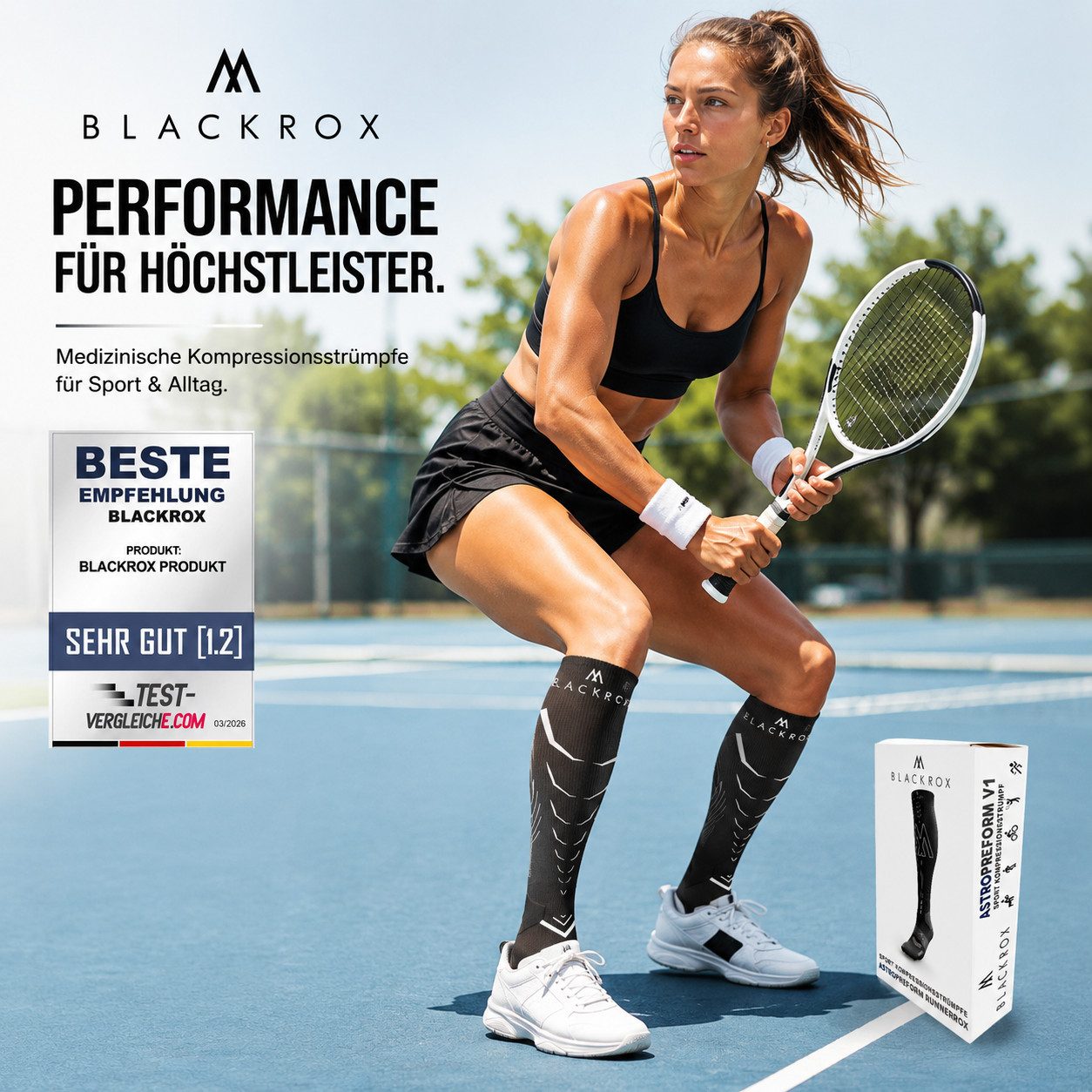 BLACKROX Kompressionsstrümpfe [Vergleichssieger 2026] Gr. S-XL, Für Damen & Herren, VIPEROX