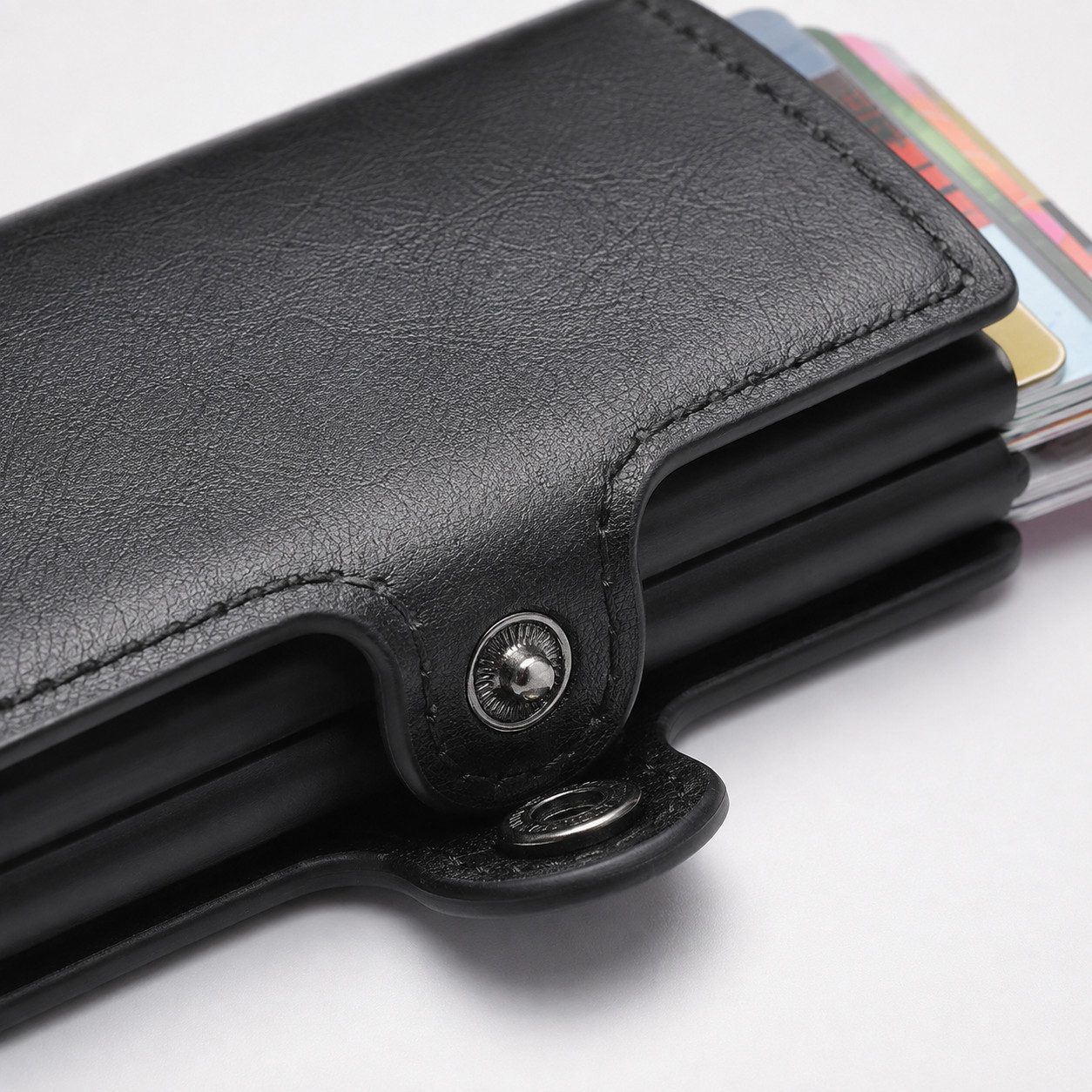 Fyrove Mini Geldbörse Herren RFID Slim Wallet, Pop-up Kartenetui mit 2 Kartenfächern (Einzelartikel), 2 Pop-up-Kartenfächer, RFID-Schutz, Platz für bis zu 12 Ka – Bild 4 von 5