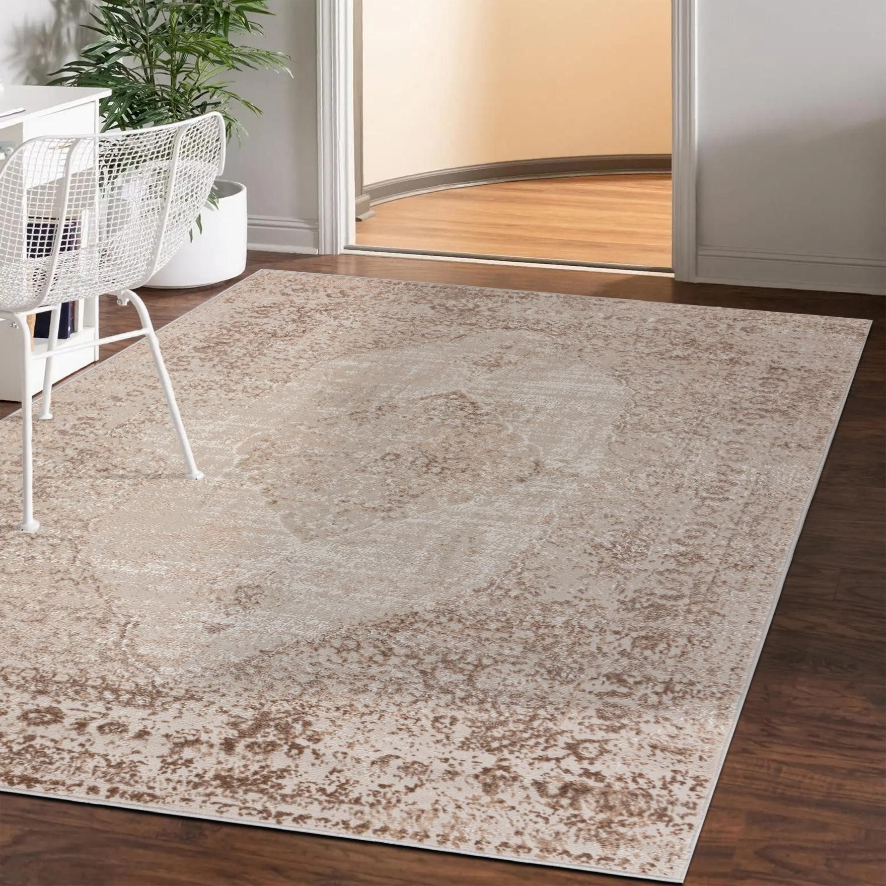 Mazovia Designteppich Modern Vintage Beige Creme Wohnzimmer, Schlafzimmer, Esszimmer, Büro, Fußbodenheizung – Bild 2 von 5