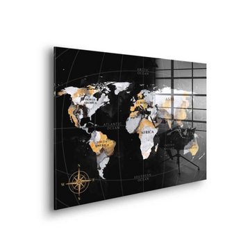 DOTCOMCANVAS® Acrylglasbild Abstract Country Collection - Acrylglas, Acrylglasbild Abstract Country Collection Weltkarte schwarz map weiß