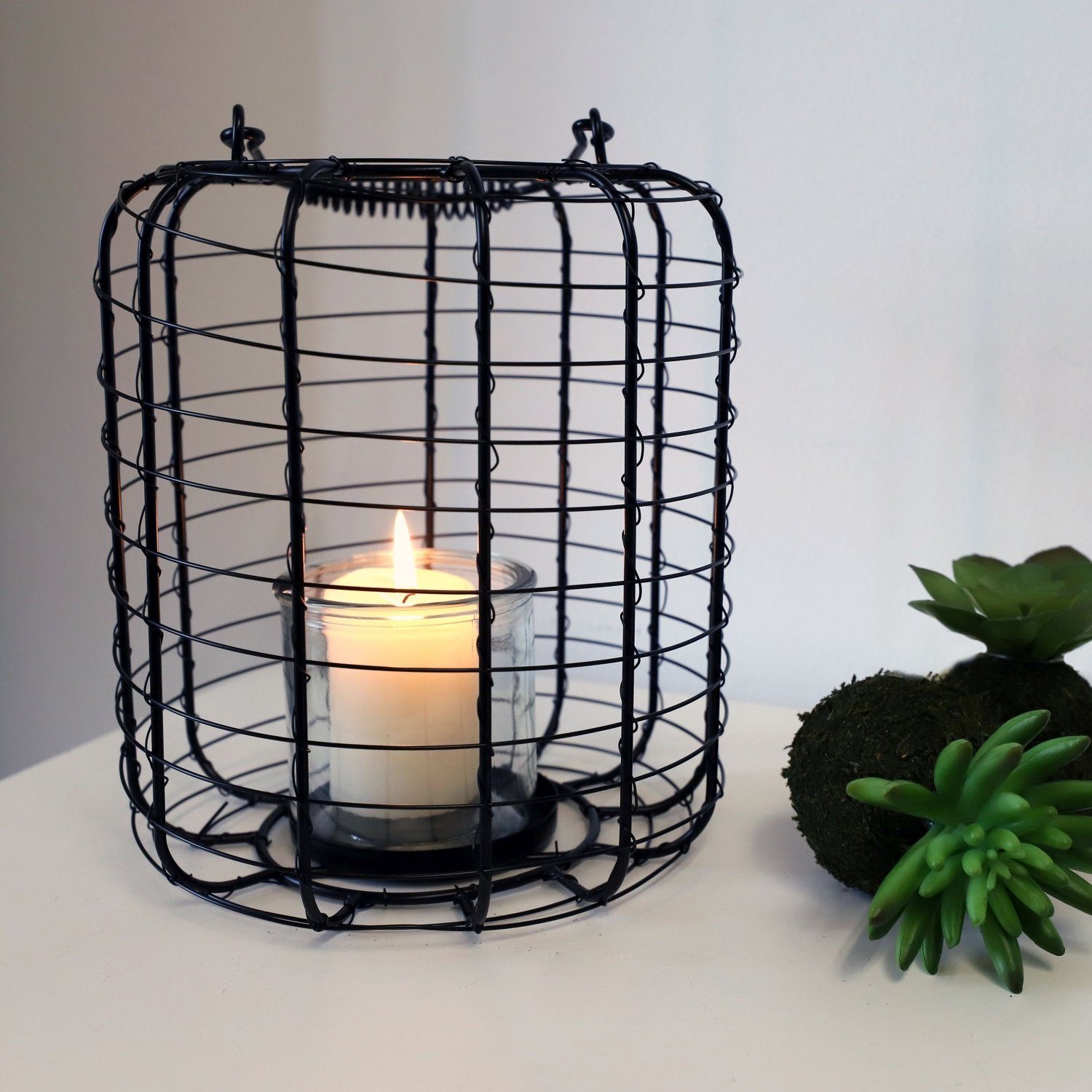 schwarz cm, Laterne sesua Windlicht Glas, aus aus Kerzenlaterne 18,5 Ø Metall mit