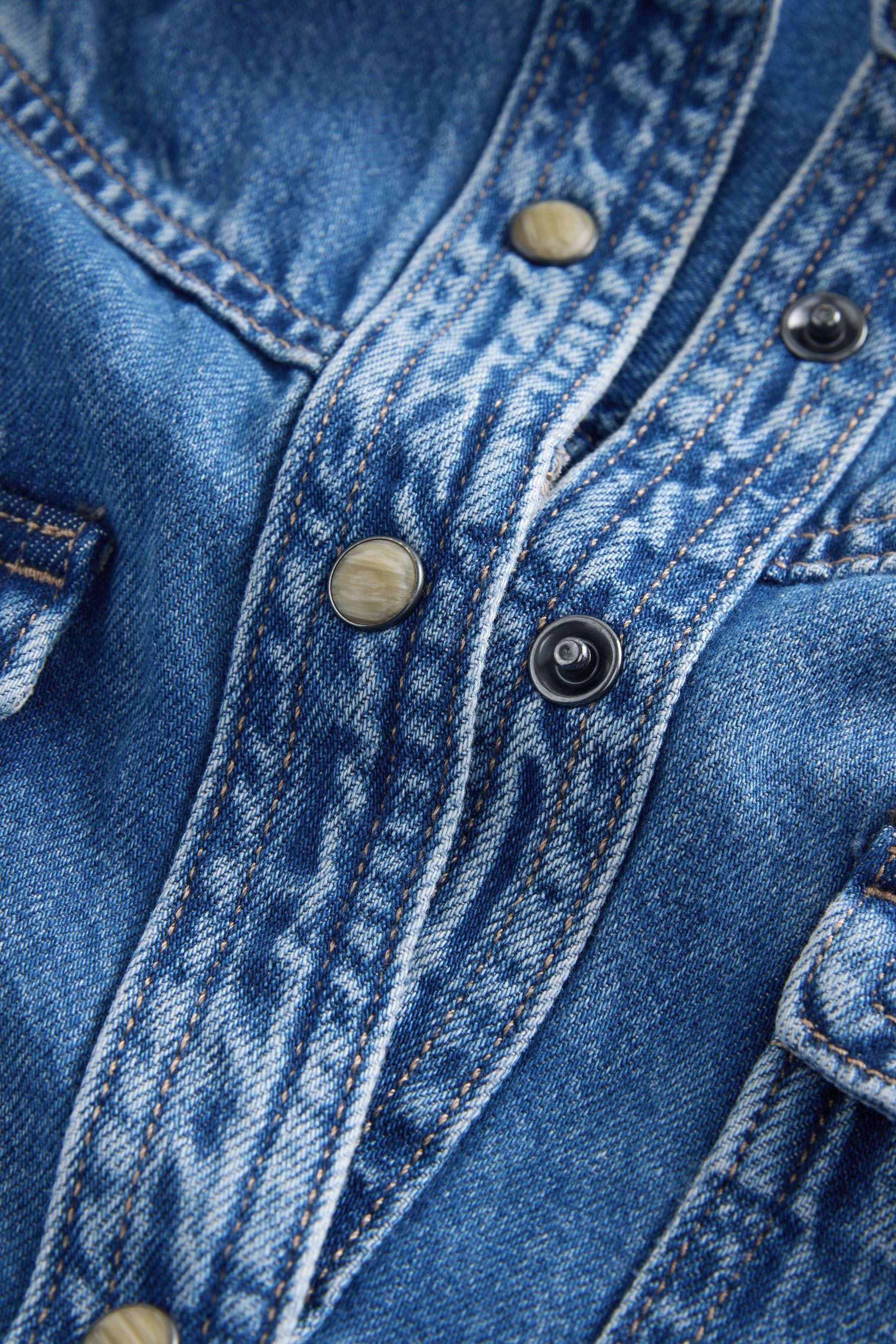 Next Midikleid Maxihemdkleid aus Denim, Kurzgröße (1-tlg)