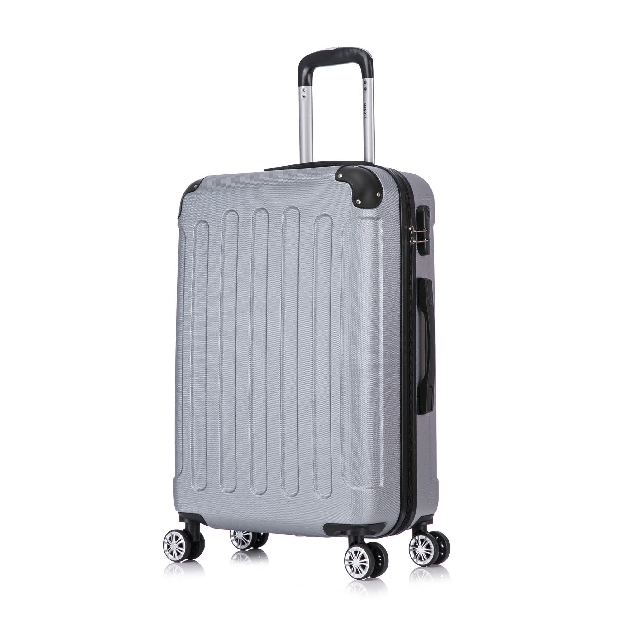 Flexot Hartschalen-Trolley F-2045 Kofferset, 360° Rollen, robuster Reisekoffer, Bordcase, 4 Rollen, Robuster und moderner Koffer mit vier 360° Rollen und Zahlenschloss