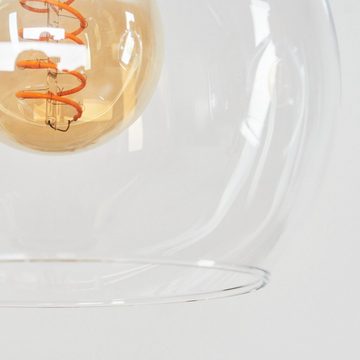 hofstein Pendelleuchte »Pantaniello« Hängeleuchte aus Metall/Glas in Natur/Chromfarben/Klar, ohne Leuchtmittel, runde Pendellampe mit Schirmen Echtglas, E27