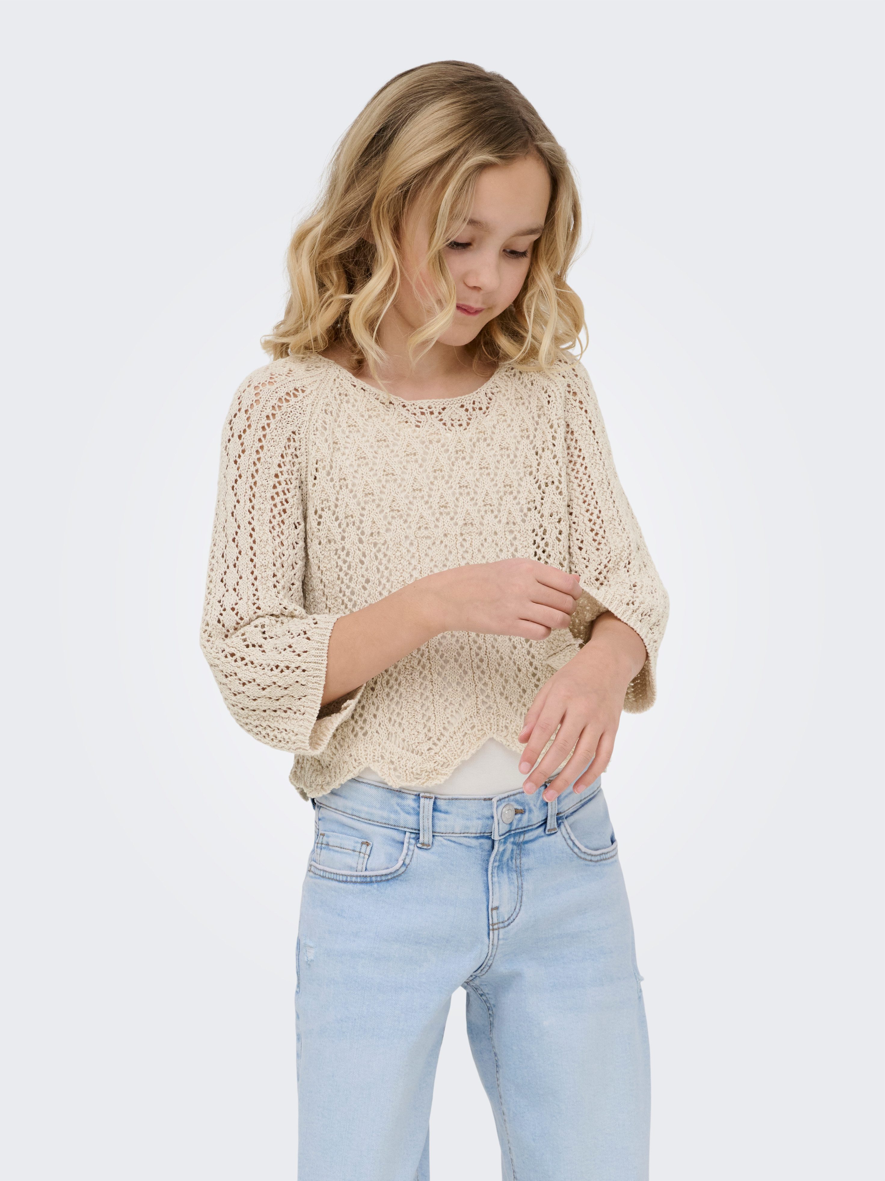 KIDS ONLY Strickpullover KOGNOLA LIFE 3/4 PULLOVER KNT NOOS in toller Handstrick-Optik