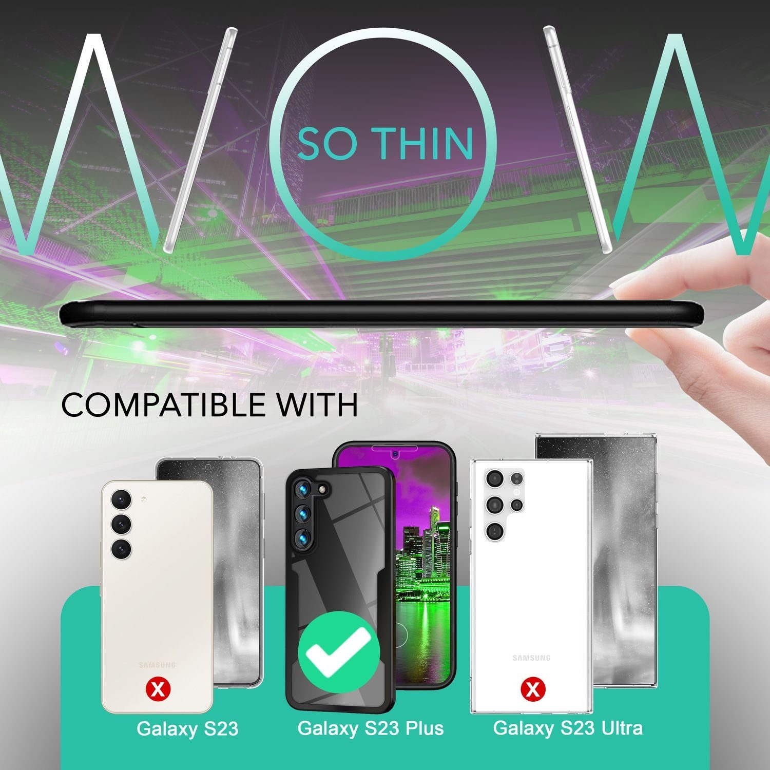 Nalia Smartphone-Hülle Samsung Galaxy S23 Plus 16,8 cm (6,6 Zoll), Klare 360 Grad Hülle / Rundumschutz / Hybrid Case / Schutzrahmen Matt – Bild 4 von 5