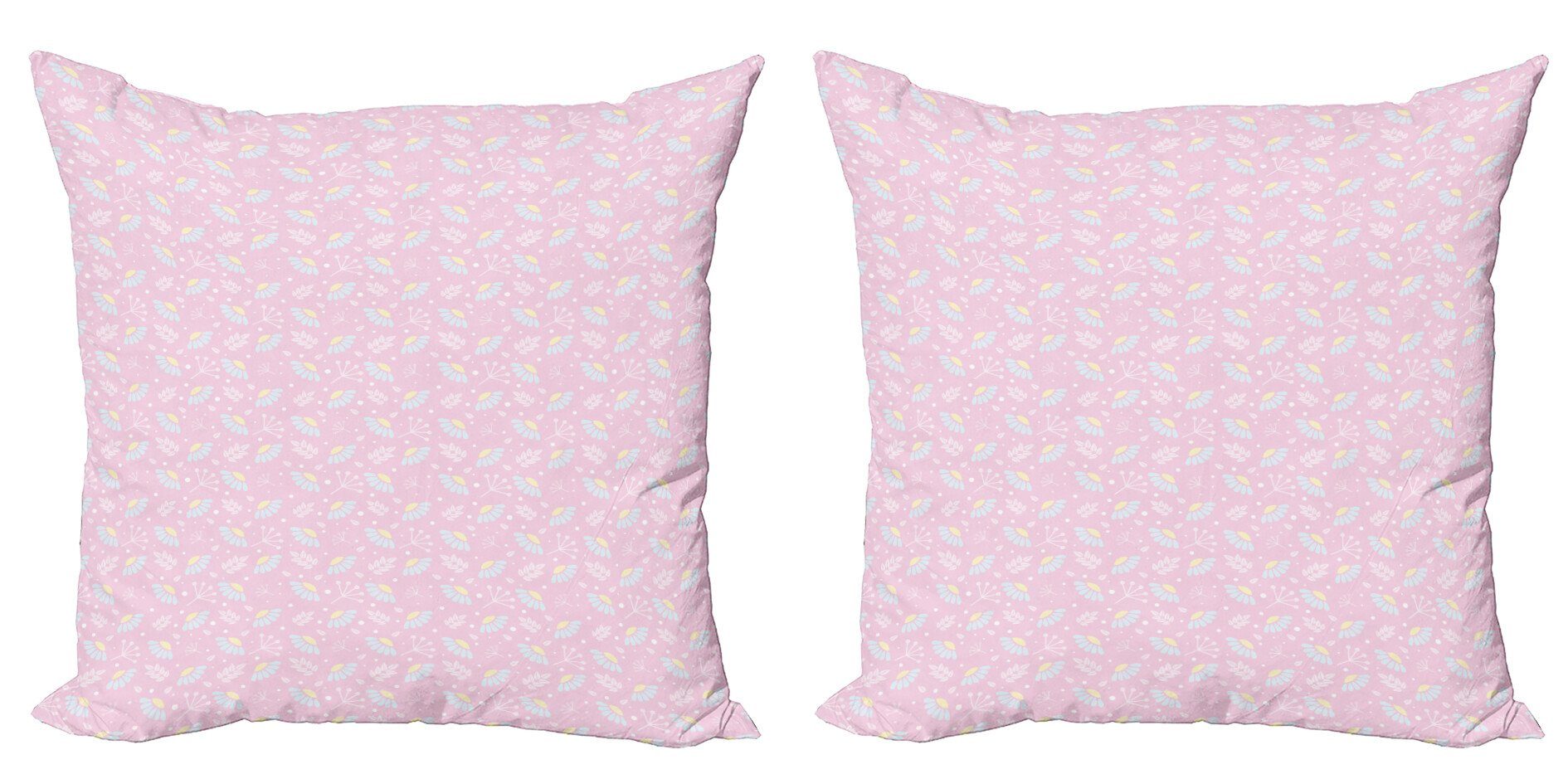 Kissenbezüge Modern Accent Doppelseitiger Digitaldruck, Abakuhaus (2 Stück), Blau Und Pink Pastellblumen Kräuter