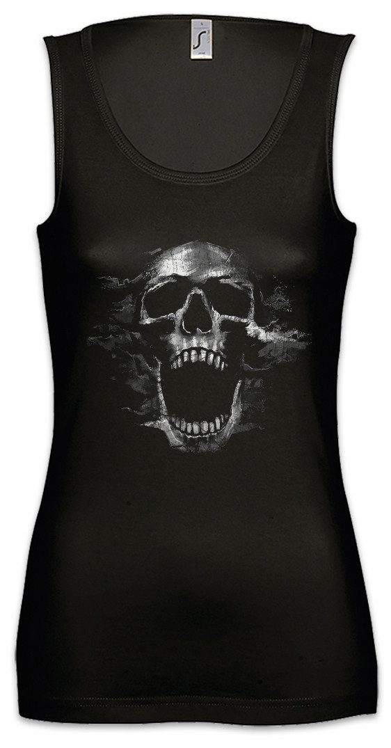 Urban Backwoods Tanktop Screaming Skull I Ärmelloses Damen T-Shirt Schädel Dead Totenschädel Tattoo Art Rockabilly Roses