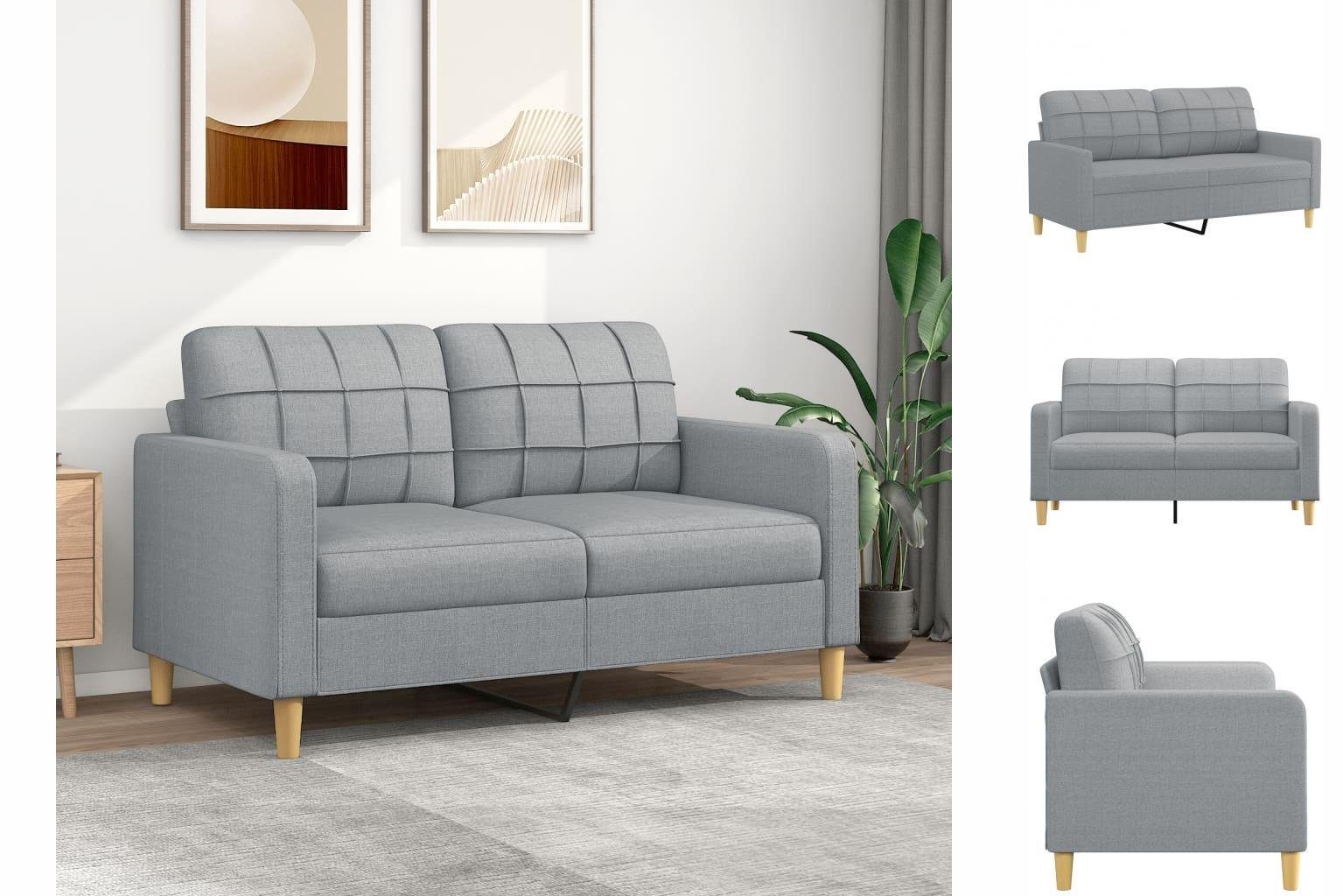 vidaXL Sofa 2-Sitzer Sofa Couch Möbel Hellgrau 140 cm Stoff