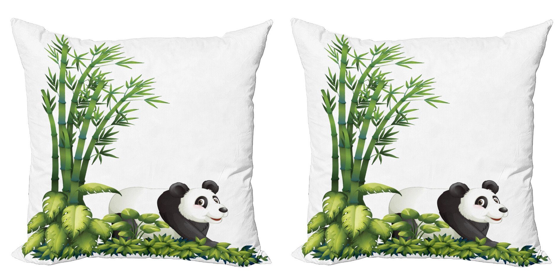 Kissenbezüge Modern Accent Doppelseitiger Digitaldruck, Abakuhaus (2 Stück), Kids Panda-Bär Bambus