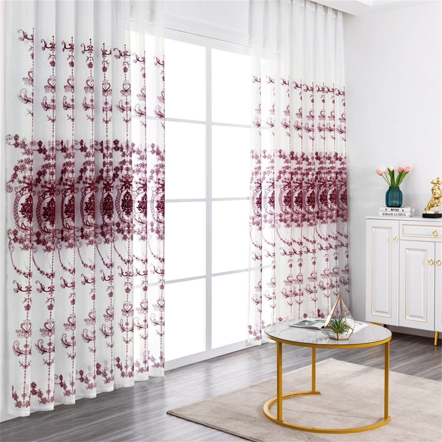 BYSURE Vorhang Blumen Stickerei Vorhänge (2 St), Ösen, transparent, Voile, günstig online kaufen