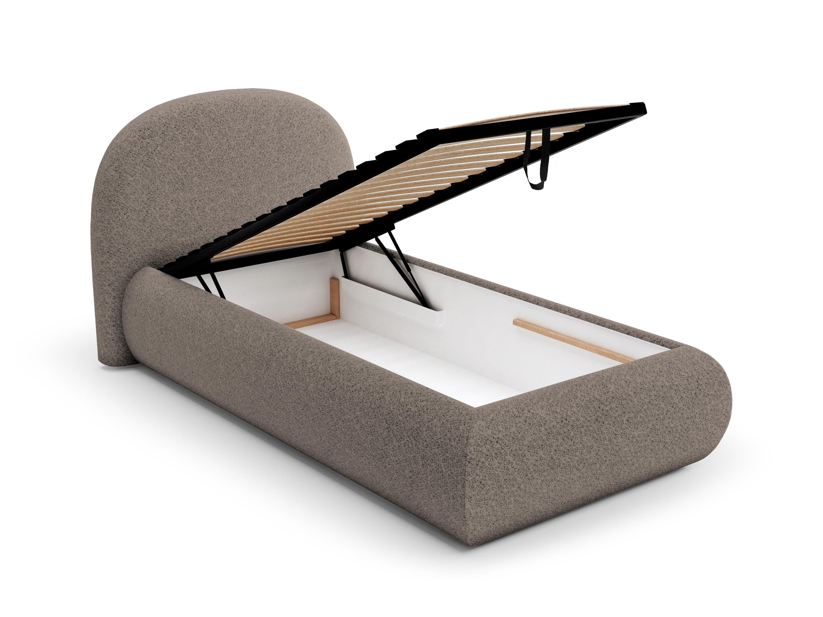 Beautysofa Polsterbett MOTTI 90x200 mit Bettkasten und gepolstertem Kopfteil (mehrere Farben, Bouclé-Stoff), wahlweise ohne Matratze oder mit Matratze – Bild 4 von 5