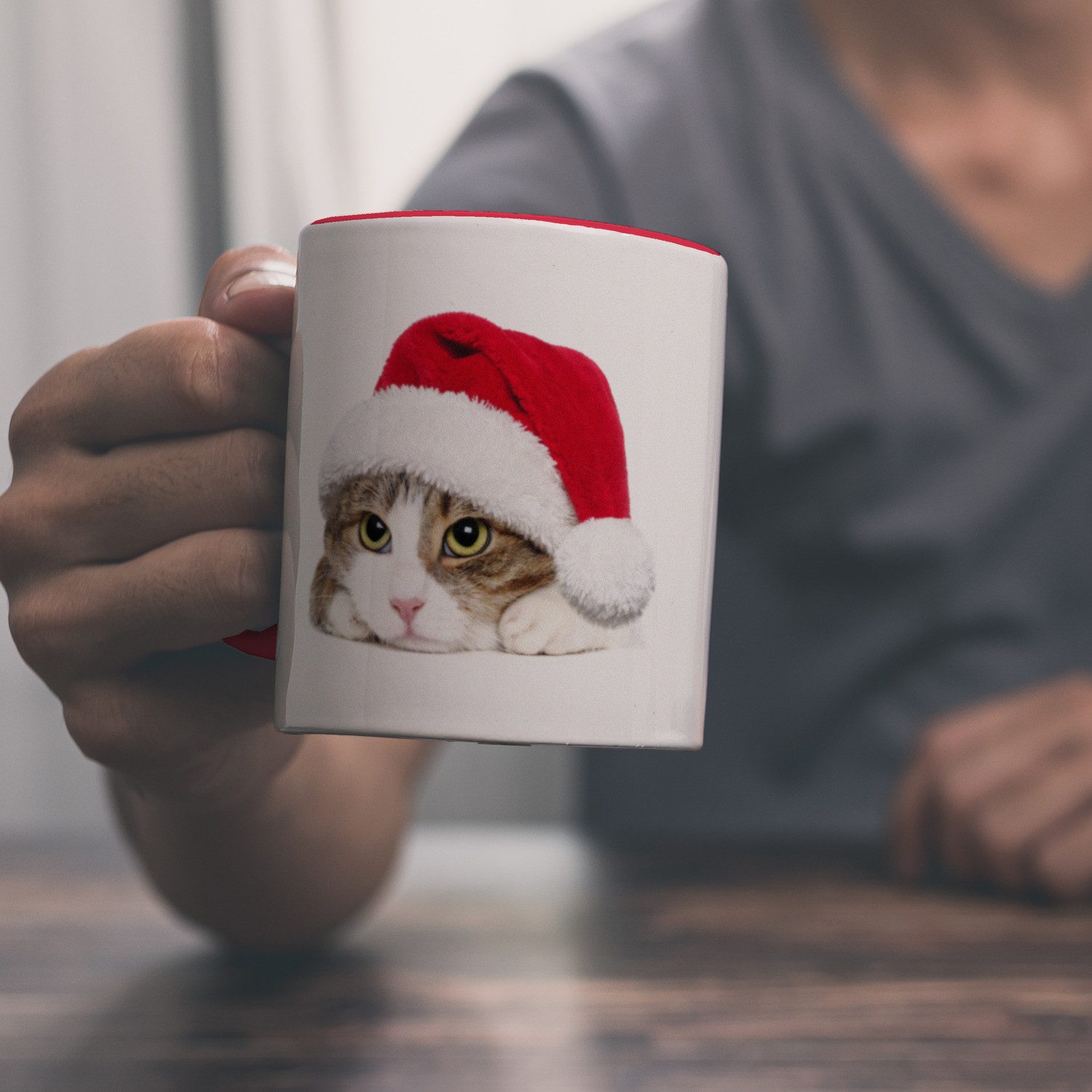 Katze Becher 2er Set - Niedliche Keramik-Tassen Mit Deckel & Löffel, 500 Ml, Geschenk Für Katzenliebhaber (Blau/Gelb)