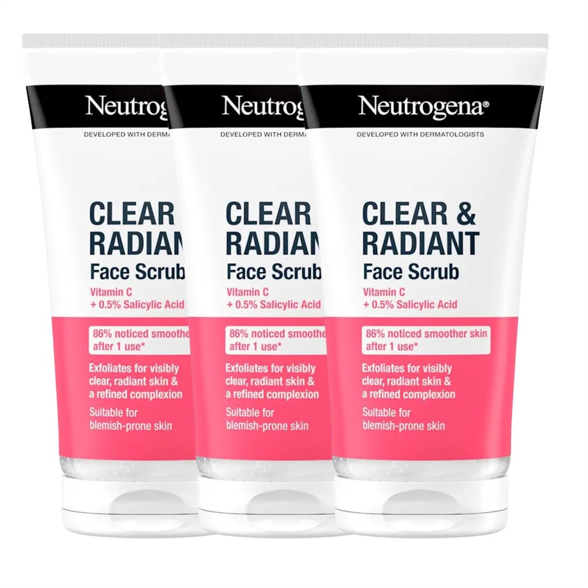 Neutrogena Gesichtspeeling 3 x Neutrogena Clear & Radiant Tägliches Gesichtspeeling Vitamin C & P