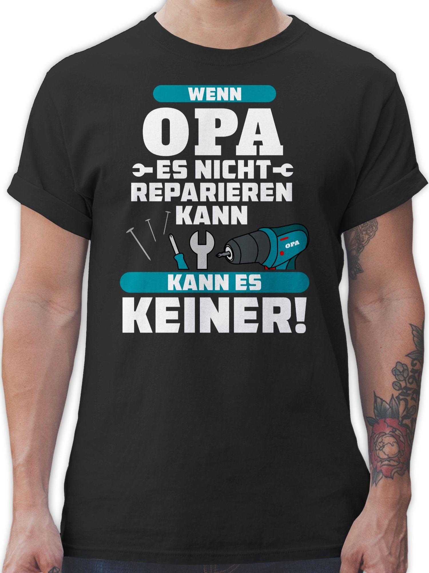 T-Shirt Wenn Opa es nicht reparieren kann kann es keiner blau