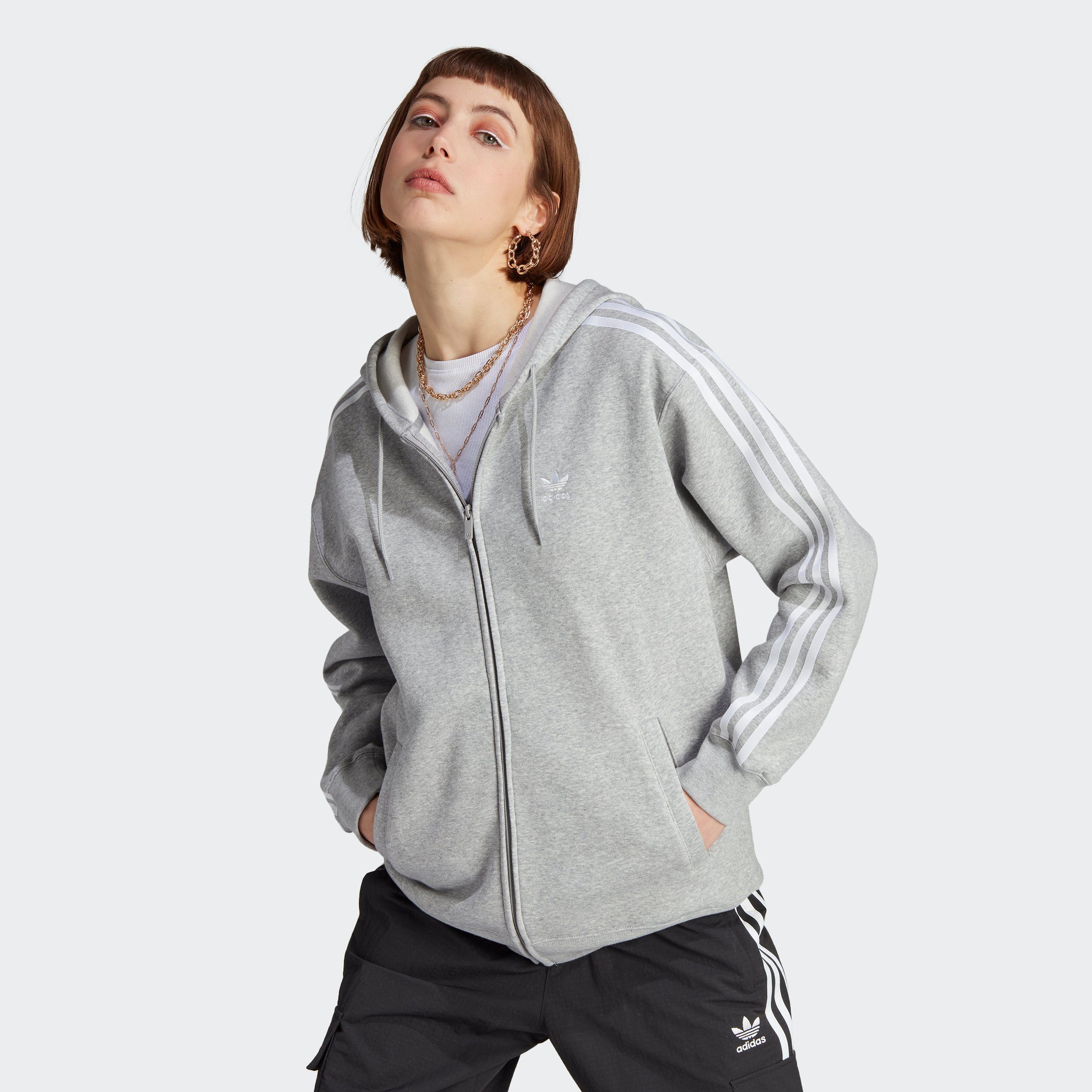 adidas Originals Kapuzensweatshirt ADICOLOR Grey KAPUZENJACKE CLASSICS 3STREIFEN Heather Medium