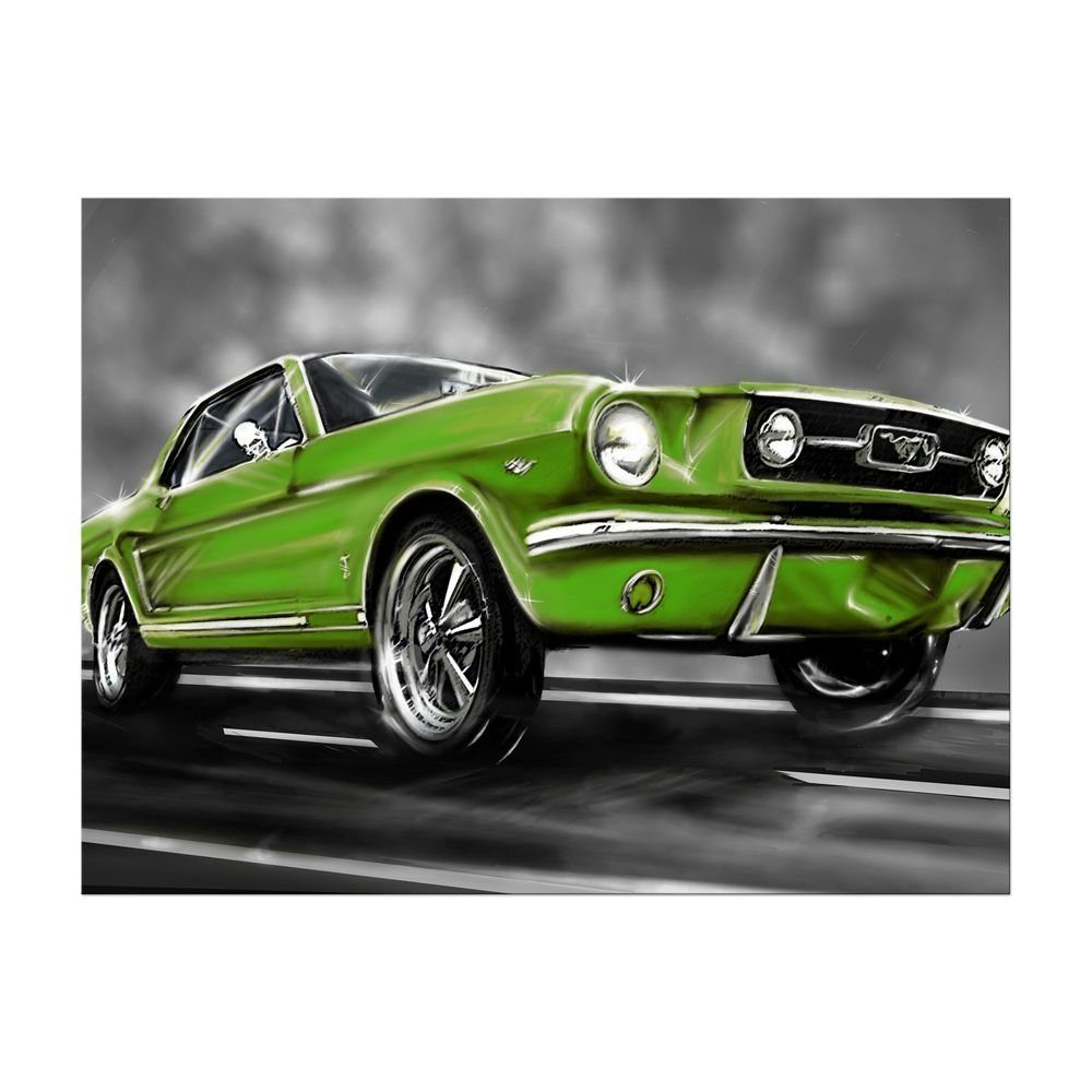 Bilderdepot24 Leinwandbild Mustang Graphic - grün, Fahrzeuge