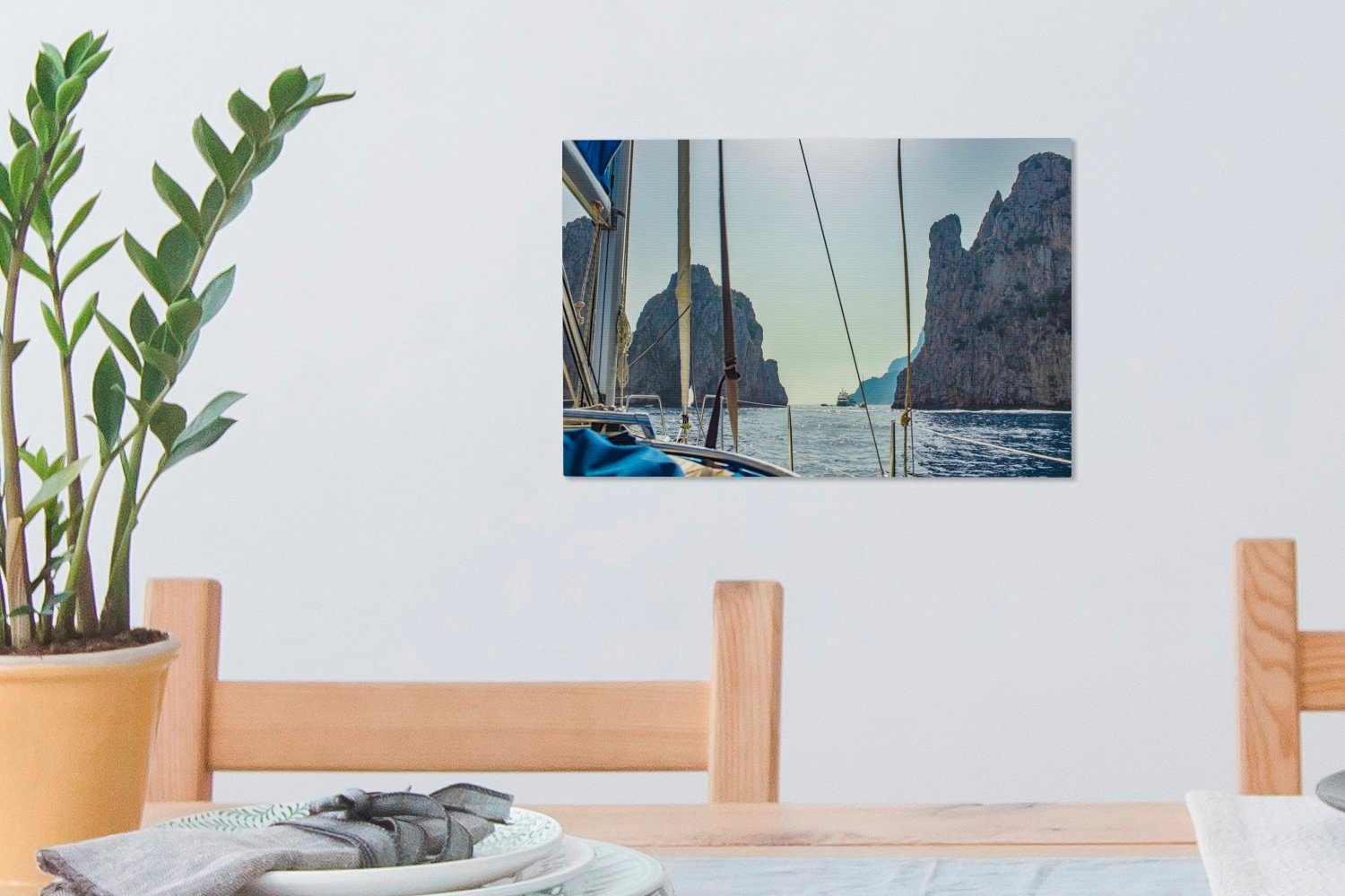 Leinwandbild St), aus Küste Wanddeko, der in Segelboot von Leinwandbilder, cm Italien, Foto 30x20 Aufhängefertig, Wandbild (1 von vom OneMillionCanvasses® Capri