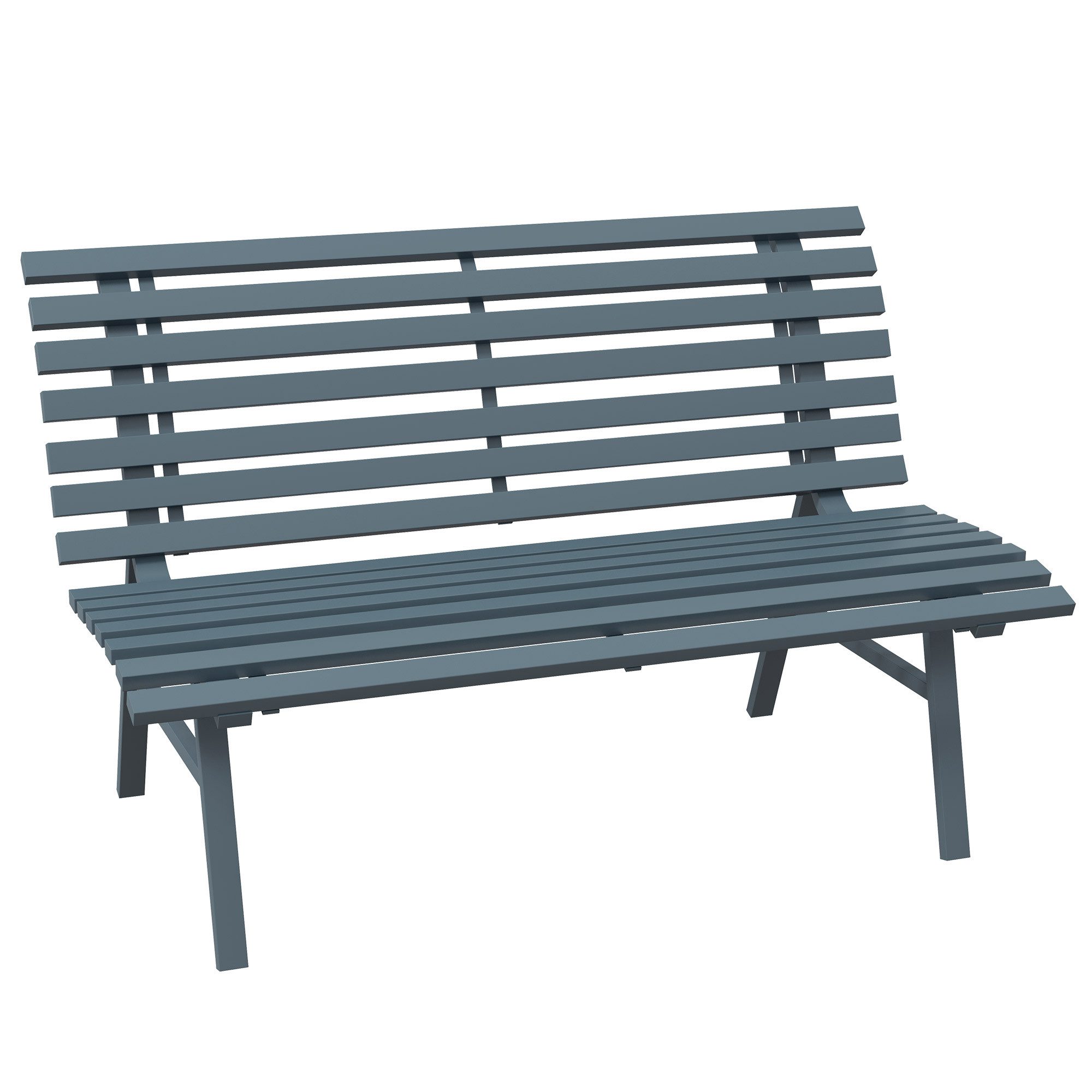 Outsunny Gartenbank aus Alu, mit Lamellen-Design, 240kg belastbar (wetterfest Sitzbank, 1-St., 2-Sitzer Gartenmöbel), für Balkon, Terrasse, Garten, 123 x 67 x 79cm, Blau