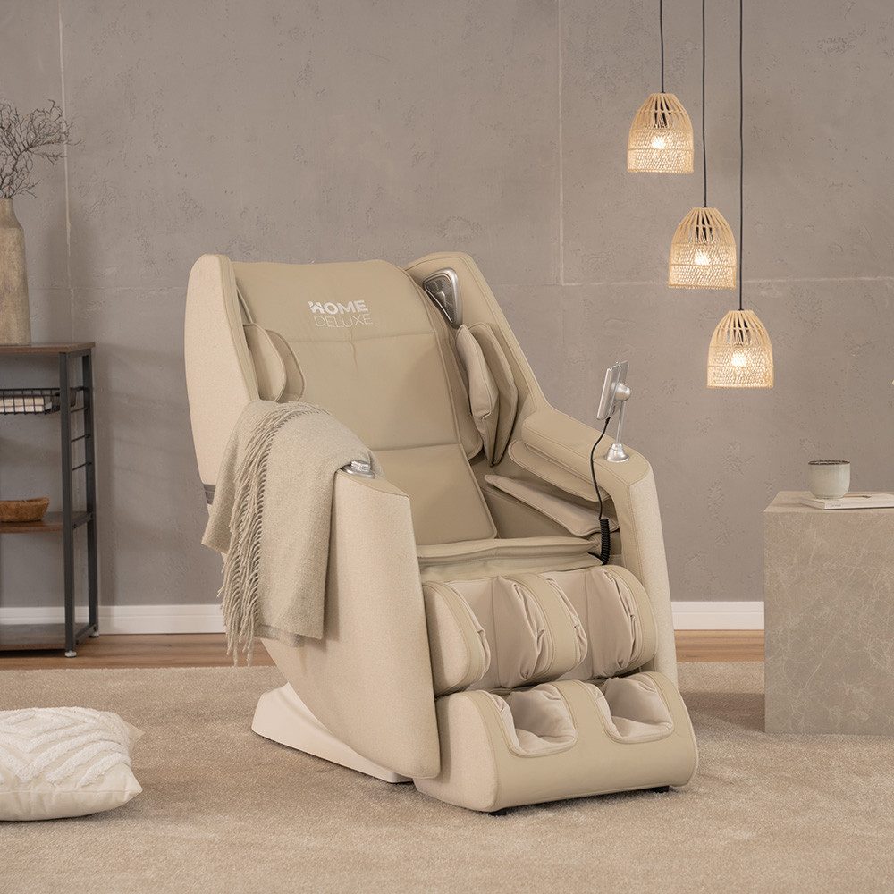 HOME DELUXE Massagesessel CORVIA mit Premium Webstoffpolsterung, Wärmefunktion, Zero-Gravity, 8 Massage-Modi