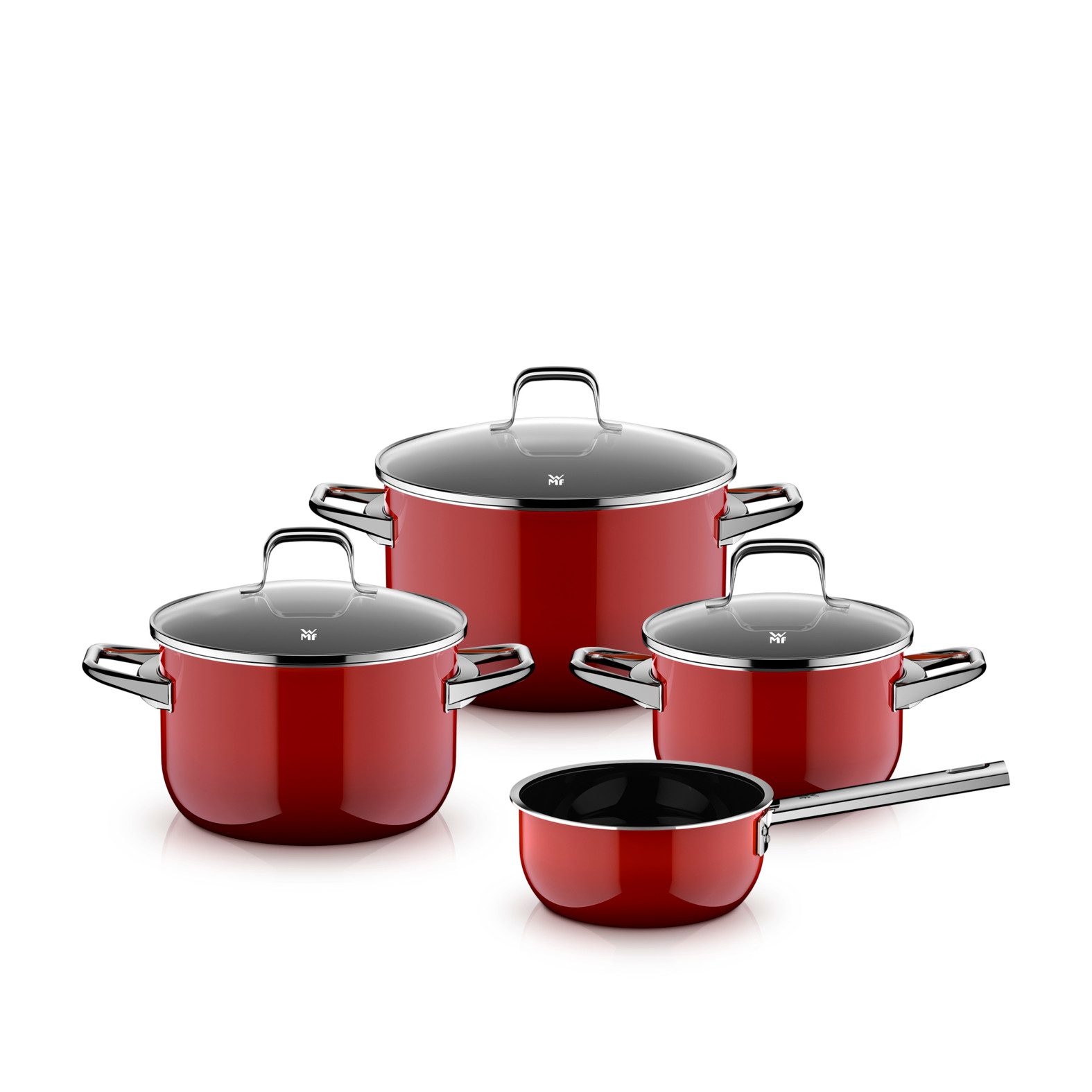 WMF Topf-Set Fusiontec Essential Pro, Glas, Edelstahl (Set, 7-tlg), kratzfeste Oberfläche, wärmereduzierende Hohlgriffe, Made in Germany