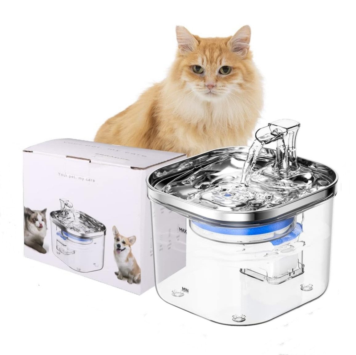 Trinkbrunnen 2L Trinkbrunnen Automatisch Haustier Wasserspender für katzen Hunde