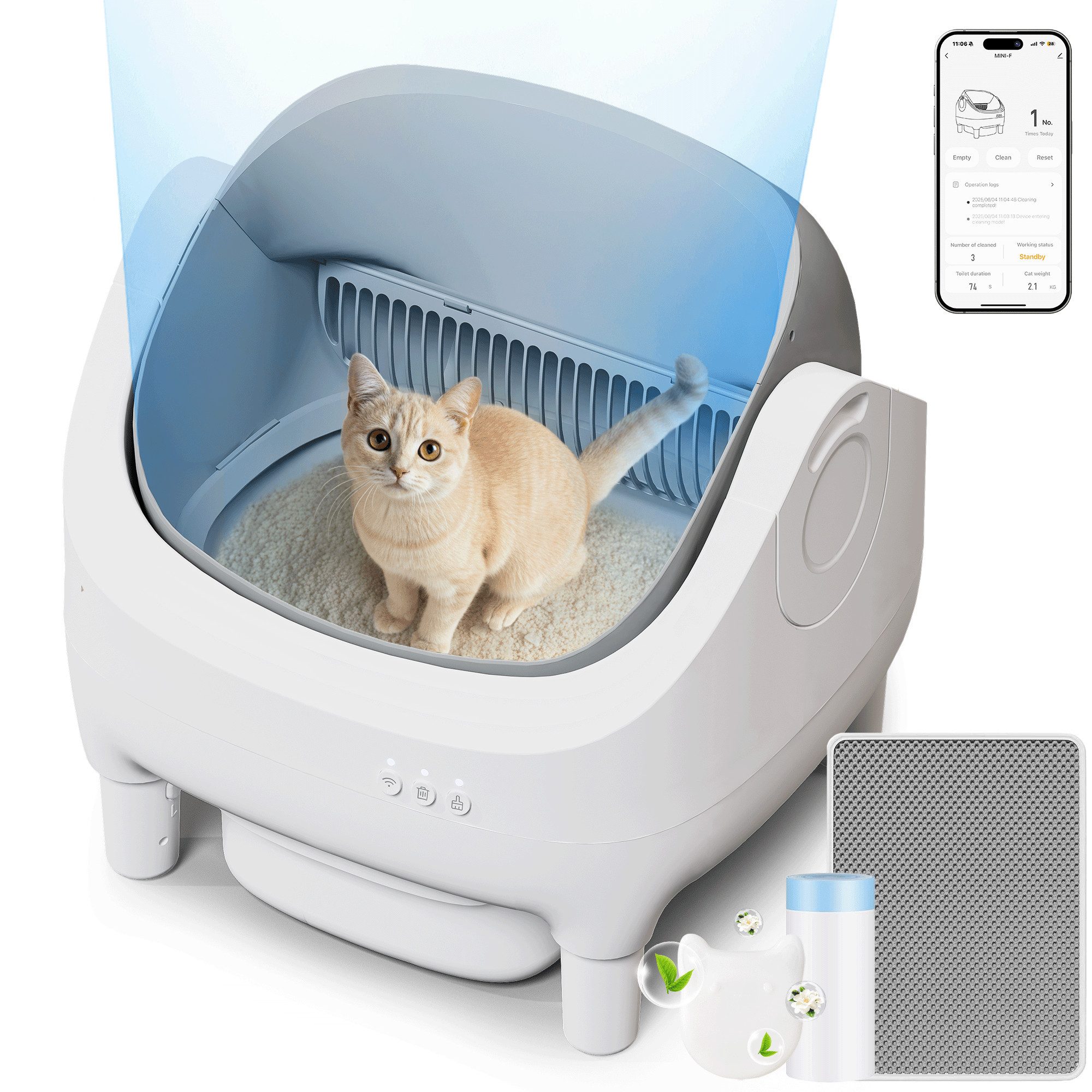 HOMALL Кішкиtoilette Oben offene Automatische Кішкиklo selbstreinigend Кішкиtoilette XXL, Große Fassungsvermögen,App-Steuerung,für mehrere katzen
