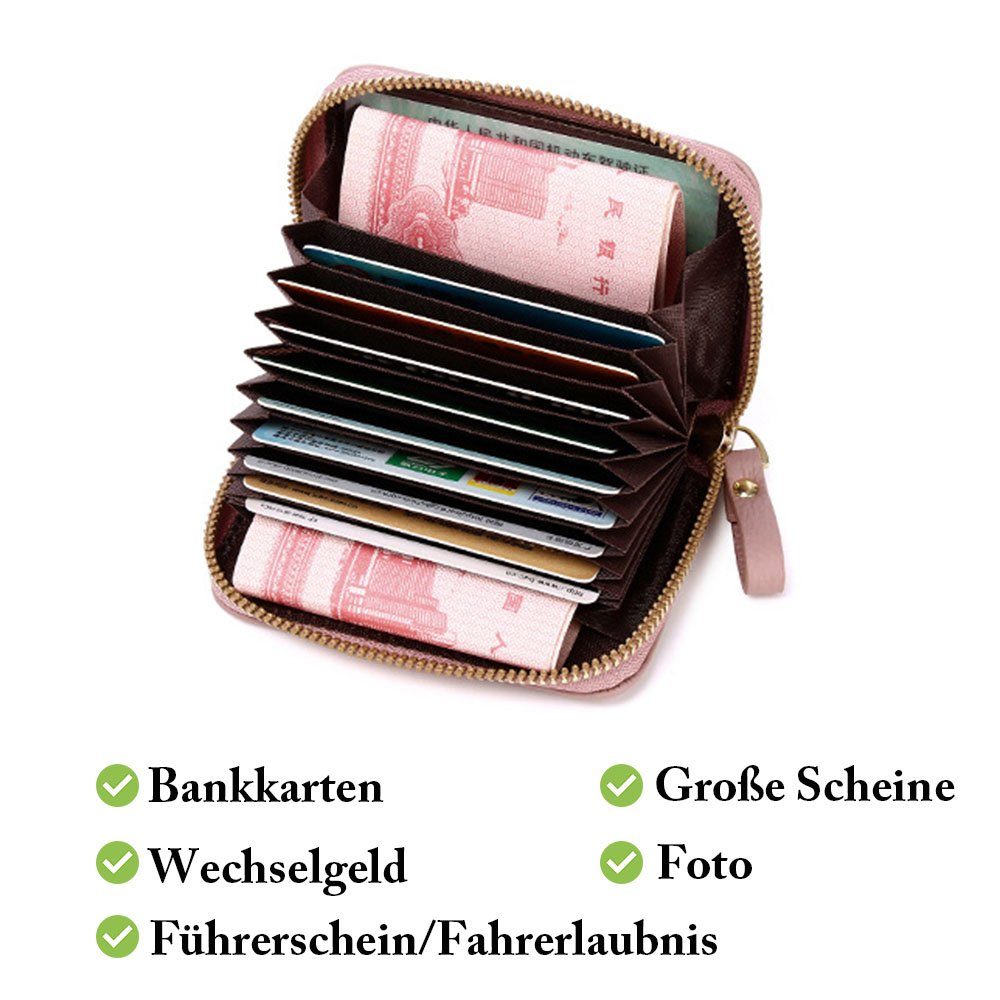 VIVIHEYDAY Mini Geldbörse Geldbörsen, Leder Geldbörse (Smart wallet mit RFID-Schutz (Men's Wallet, Mini Portemonnaie Herren,Geldbörse mit Münzfach, Slim Portmonnaie Clip, Kreditkartenetui Herren Damen mit Geldbeutel, Kartenetui Herren Damen), Kreditkartenetui Smart Wallet mit Kartenetui + Münzfach Portmonee