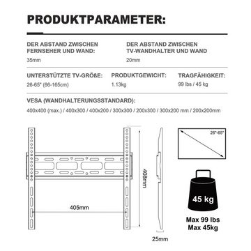 muchen TV Wandhalterung 26-65" Fernseher Wandhalter (max. VESA 400x400 mm) TV-Wandhalterung, (bis 65,00 Zoll, Set)