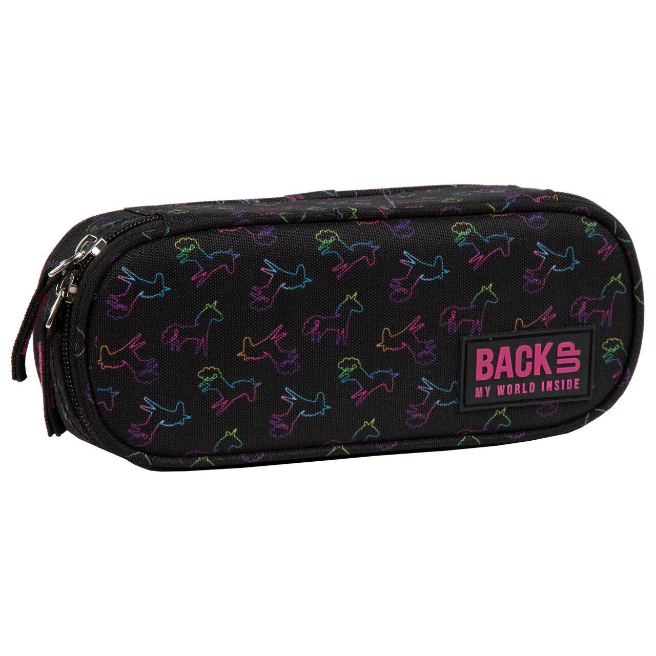 DERFORM Federtasche Pferde Schlamper Etui Faulenzer Schlampermappe Stifte Mäppchen, (Federmäppchen), schwarz