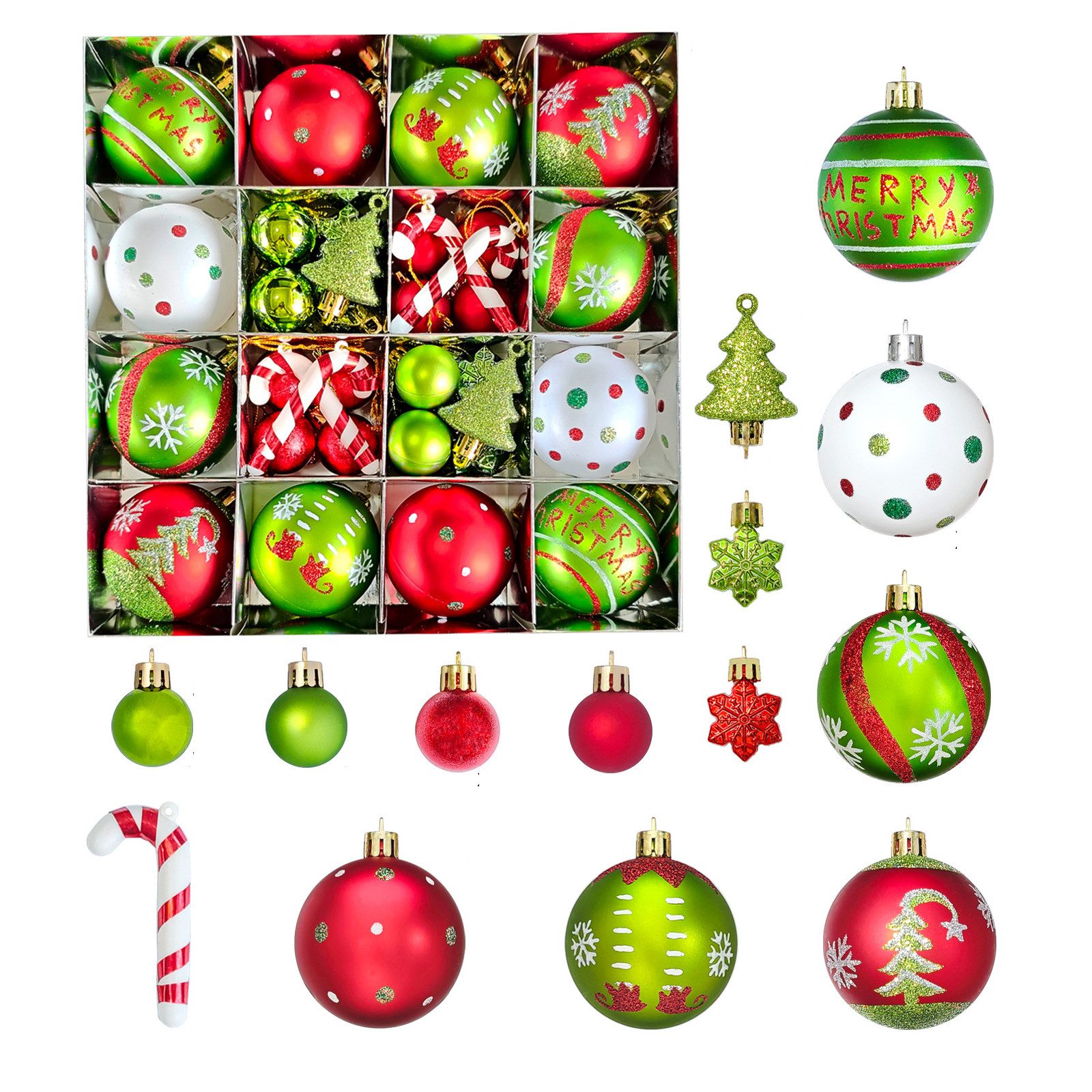 Coonoor Weihnachtsbaumkugel 40-46 Stück Weihnachtsbaumkugeln, Weihnachtsbaumhängeschmuck, (46 St), für Weihnachtsbaumdekoration