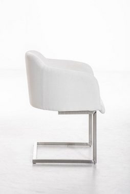 TPFLiving Besucherstuhl Magna mit hochwertig gepolsterter Sitzfläche - Konferenzstuhl (Küchenstuhl - Esszimmerstuhl - Wohnzimmerstuhl), Gestell: Metall Edelstahl - Sitzfläche: Stoff weiß