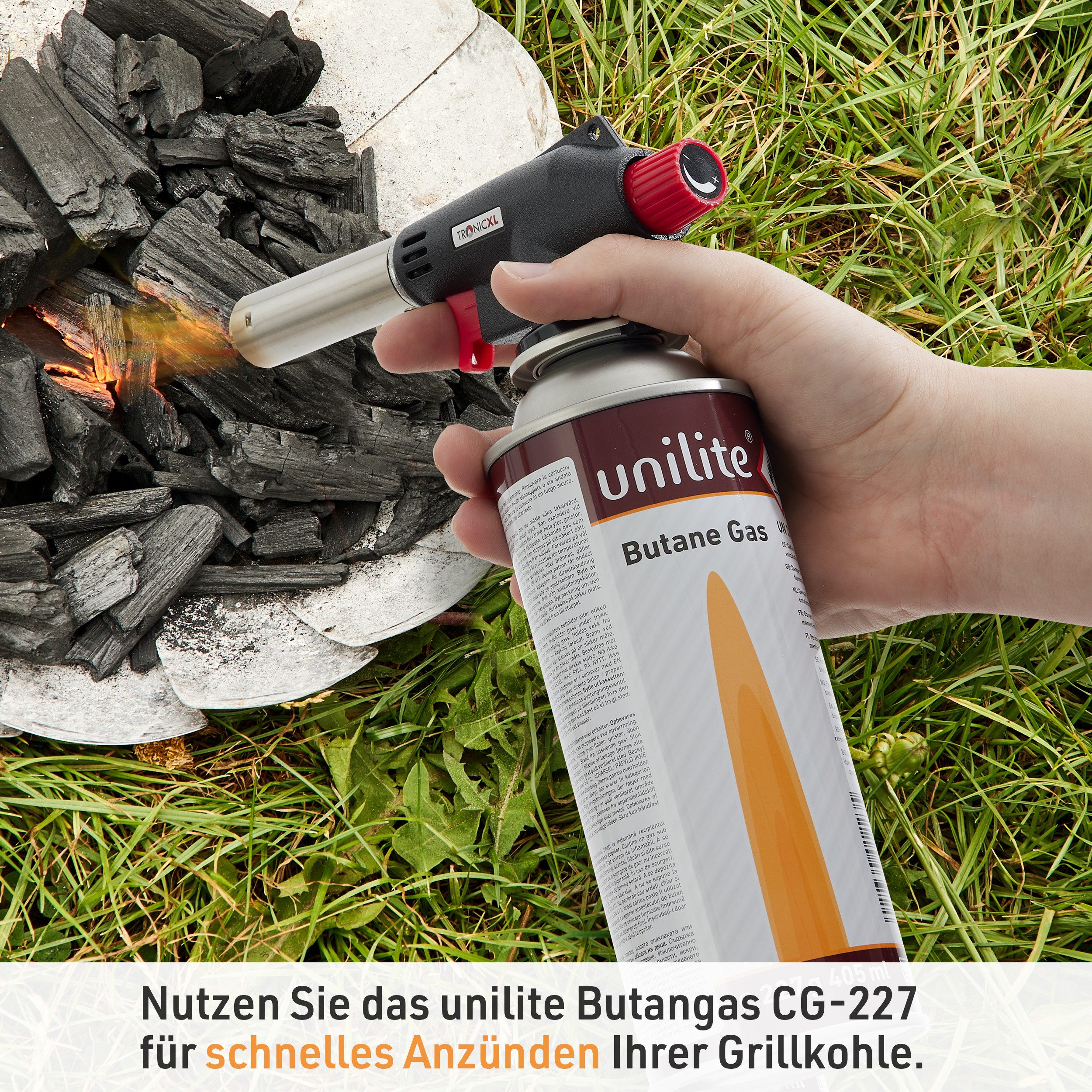 Unilite Gaskartusche 12 x 227g Gaskartuschen mit MSF-1A Bajonett Ventil, 12 St., Für Camping, Unkrautbrenner, Kocher, Gas Lampe & Co.
