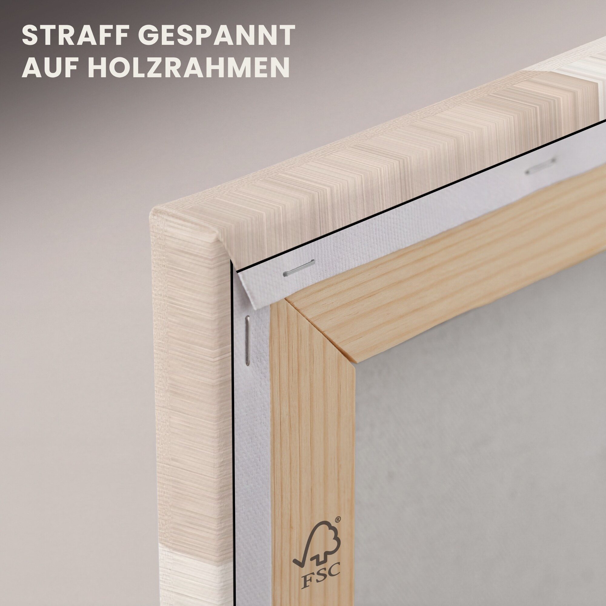 OneMillionCanvasses® Leinwandbild Panorama Abstrakt - Japandi - Beige - Modern, Fotodruck (1 St), Wandbild, Deko Schlafzimmer Wohnzimmer Flur 60x20 cm – Bild 5 von 5