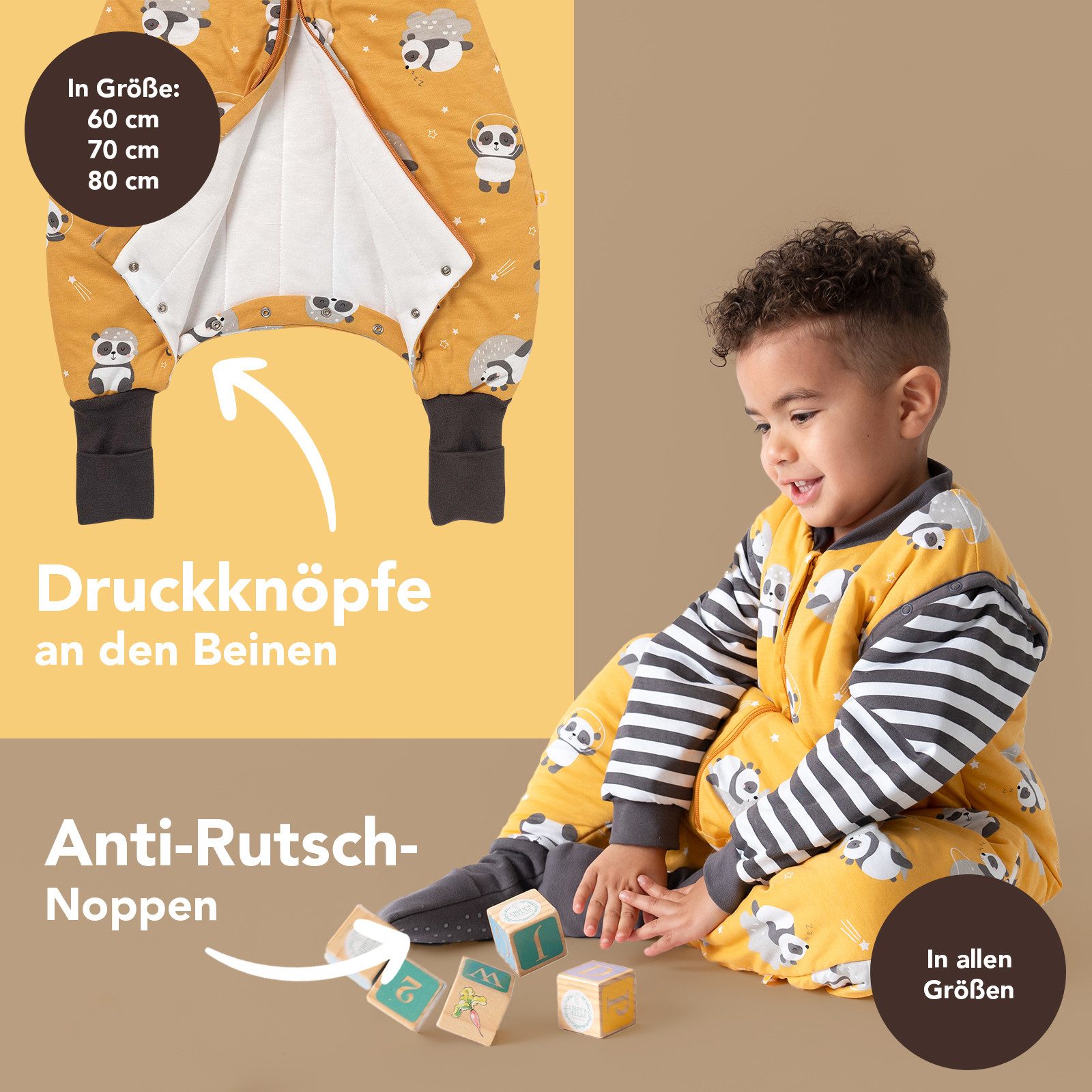 Schlummersack Kinderschlafsack Schlafsack mit Füßen und umklappbaren Bündchen, 2.5 Tog – Bild 3 von 5