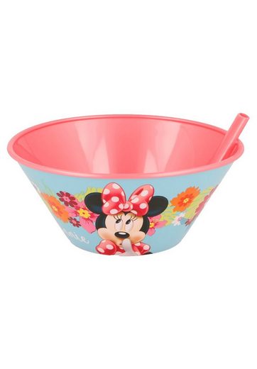 Disney Minnie Mouse Kindergeschirr-Set »Kinder Mädchen Müsli Schale Schüssel 500 ml«, integrierter Strohhalm BPA-frei