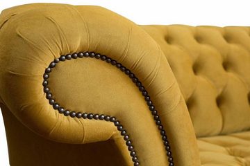 JVmoebel Chesterfield-Sofa, Sofa Dreisitzer Wohnzimmer Chesterfield Klassisch Design Gelb Couch
