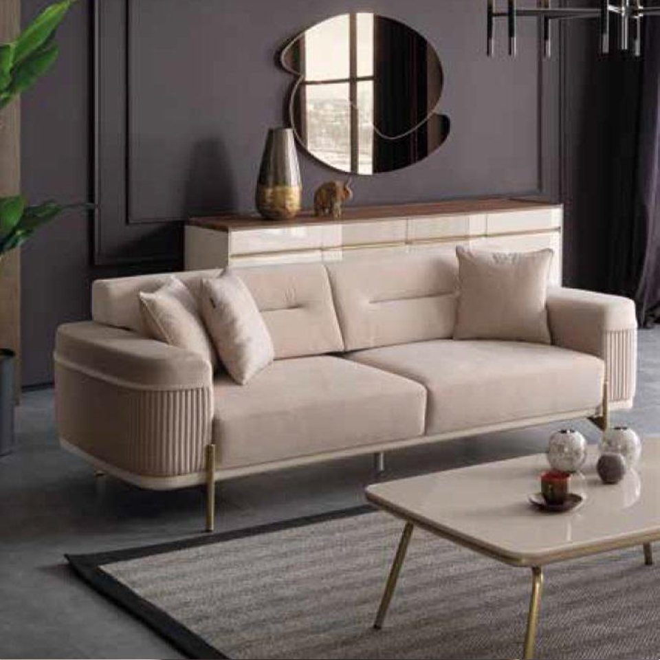 Sofa 3-Sitzer JVmoebel Möbel Neu, Dreisitzer Beiger Textil luxus Couch in Europe Made