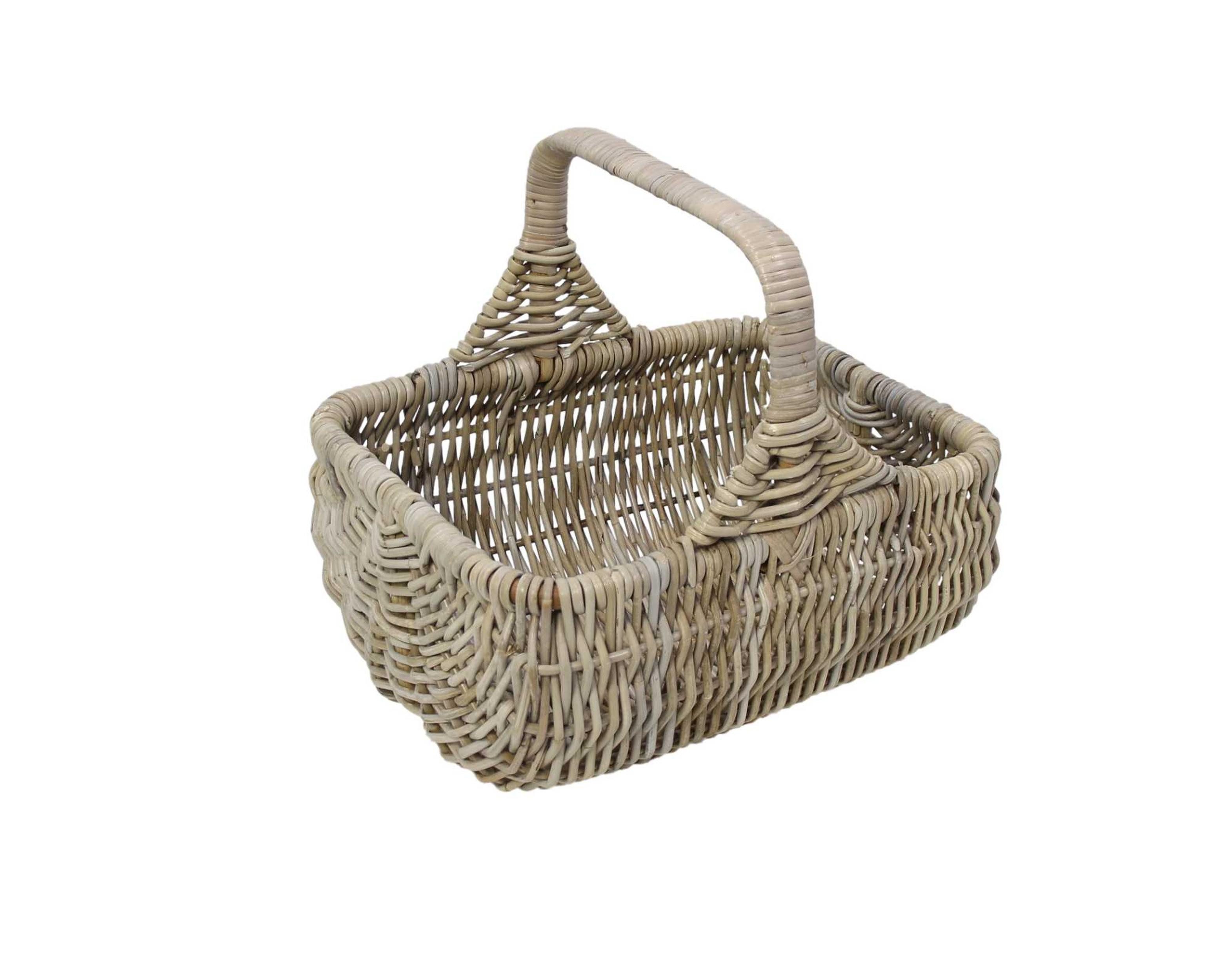 Flechtkorb Einkaufskorb Koboo Grey Rattan grau 40x30cm – Bügelkorb