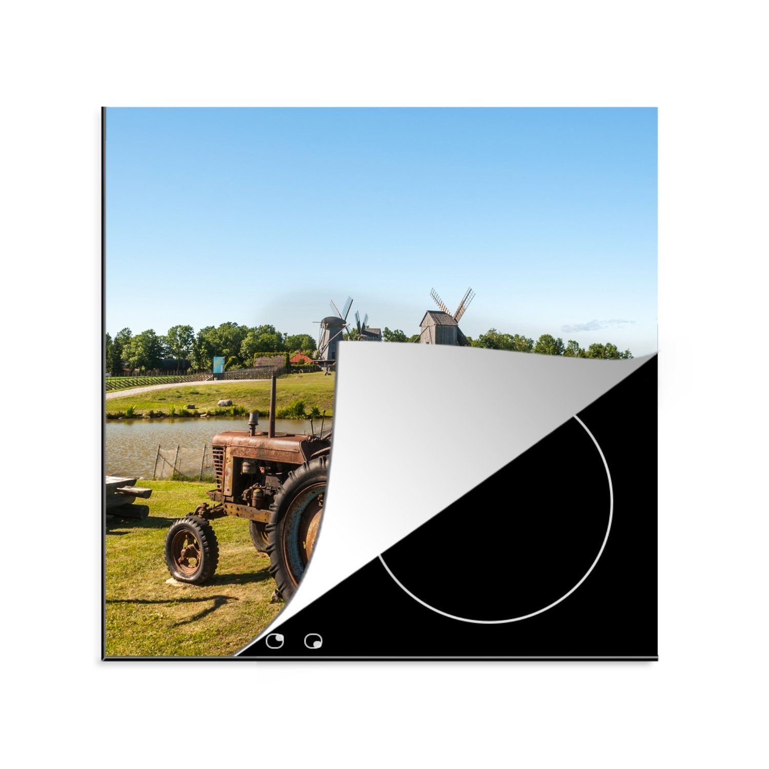 MuchoWow Herdblende-/Abdeckplatte Estland - Weide Arbeitsplatte - cm, Ceranfeldabdeckung, küche (1 78x78 für tlg), Vinyl, Traktor