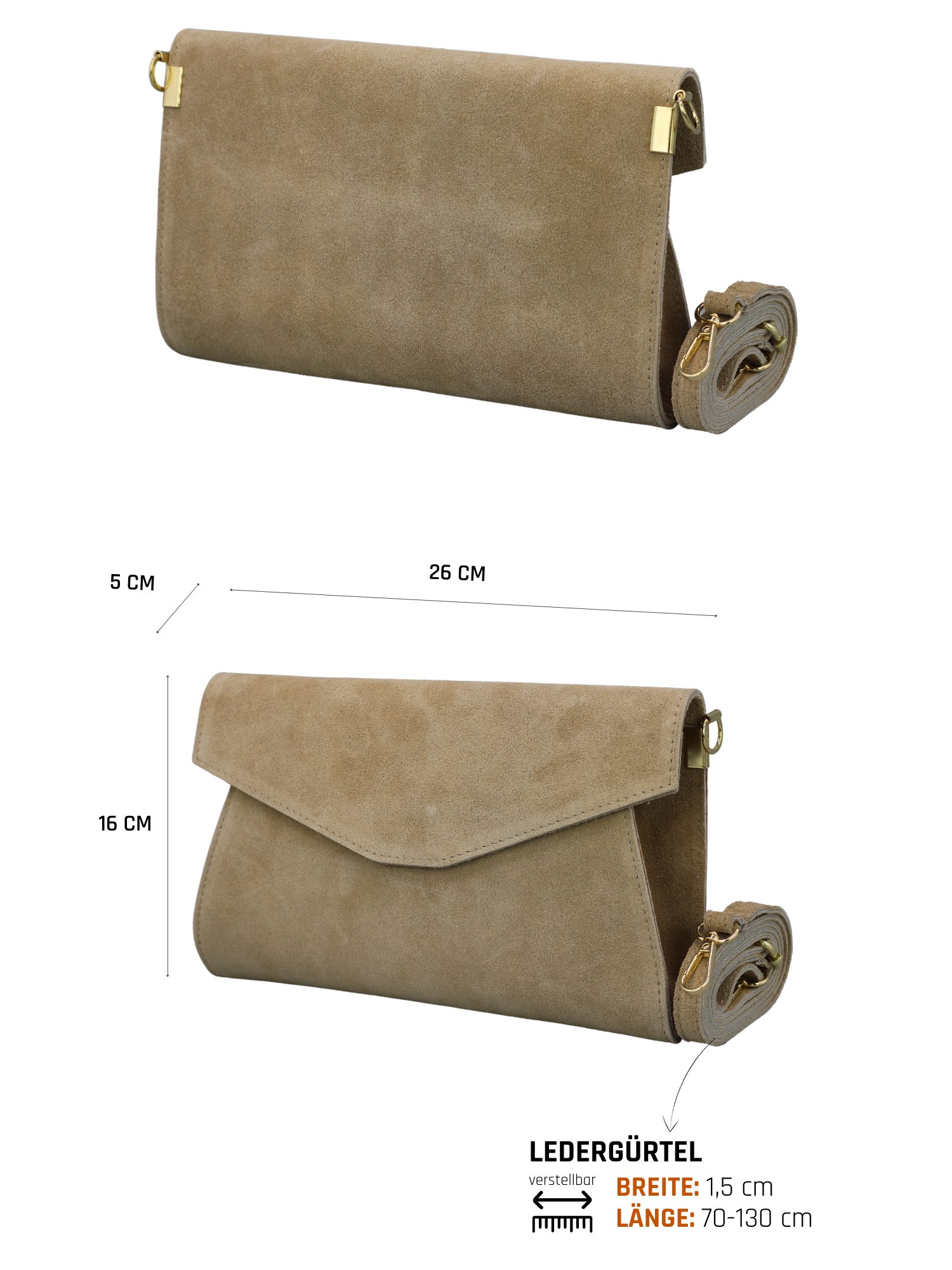 Adel Bags Umhängetasche SETRA Damen Schultertasche aus echtem Wildleder, he günstig online kaufen