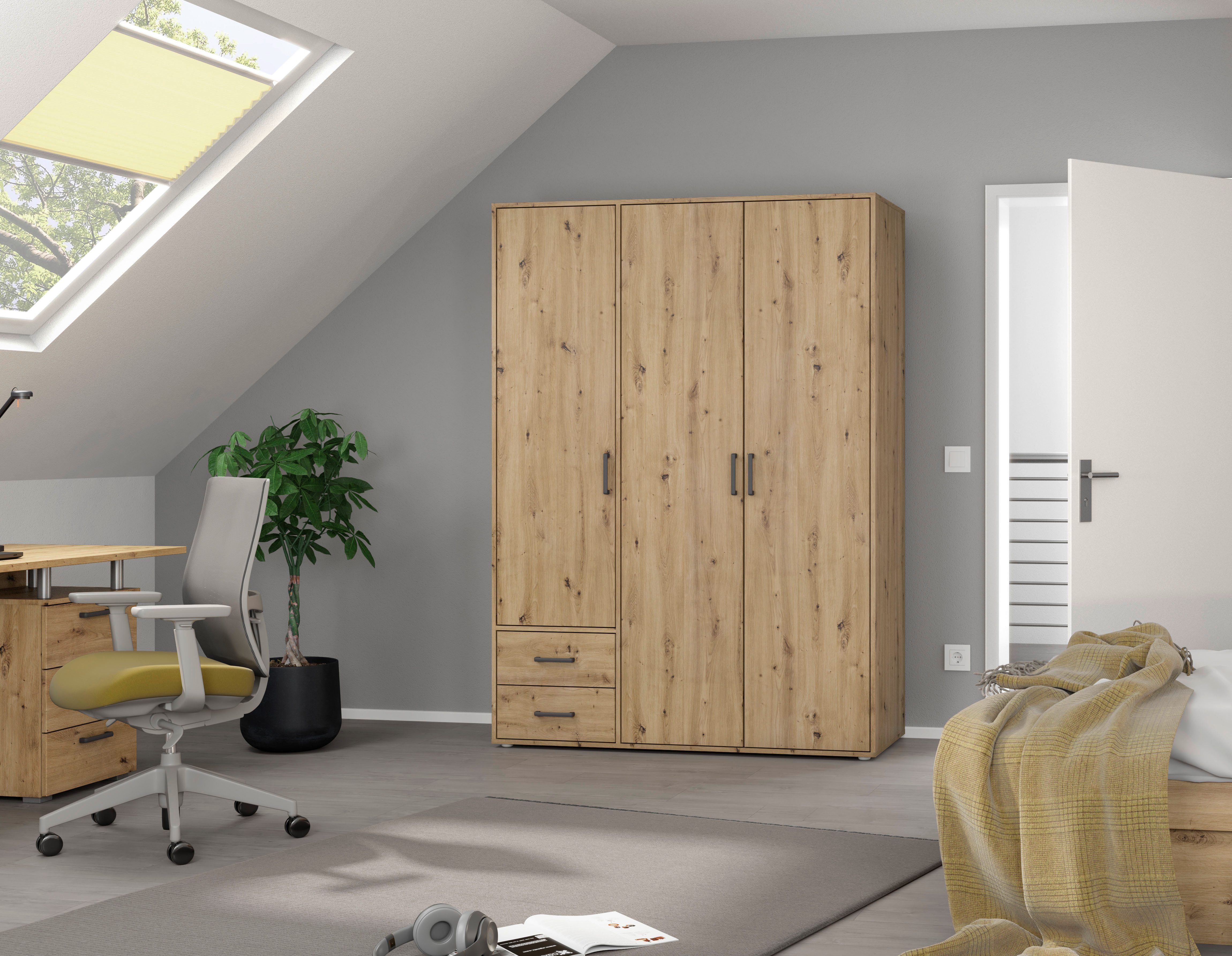 rauch Drehtürenschrank Kleiderschrank Schrank Garderobe Wäscheschrank VOYAGER (in 3 verschiedenen Ausstattungen BASIC/CLASSIC/PREMIUM) mit 2 modernen Griffvarianten, mit Außenschubladen MADE IN GERMANY