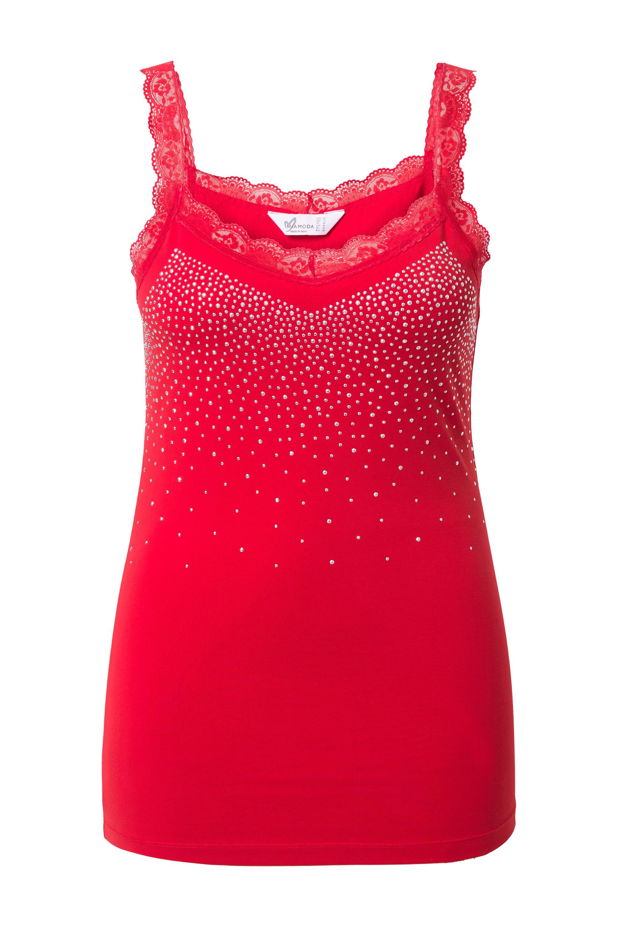 MIAMODA Longtop Top ärmelloser Slim Fit Ziernieten Spitze günstig online kaufen